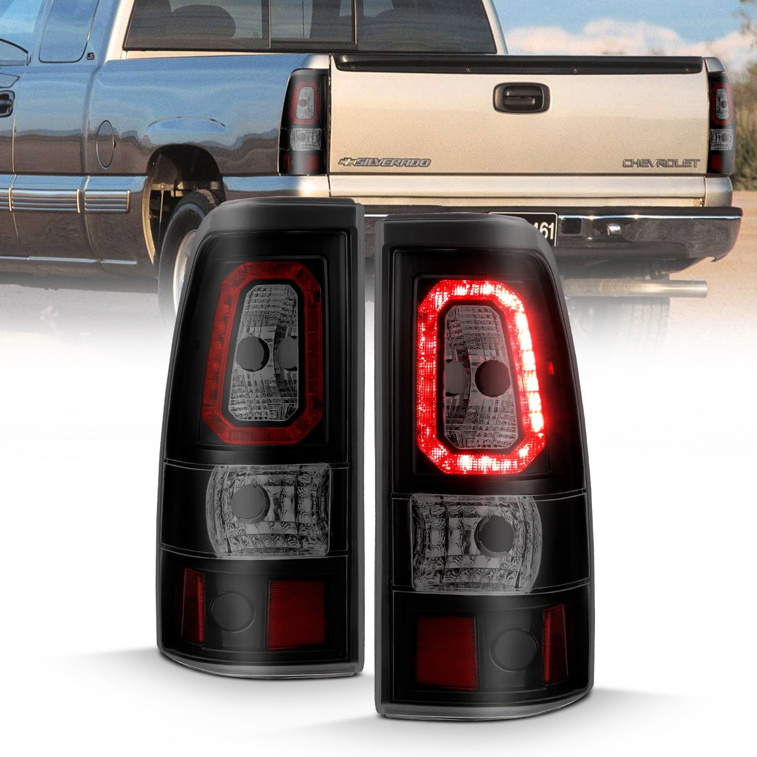 AnzoUSA 311328 LED Taillights Plank Style Black with Smoke Lens
