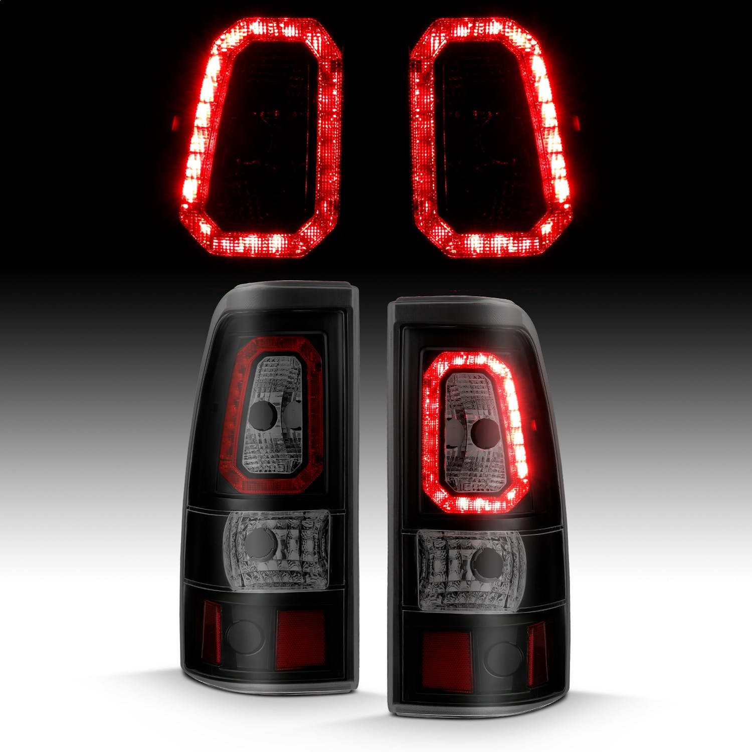 AnzoUSA 311328 LED Taillights Plank Style Black with Smoke Lens