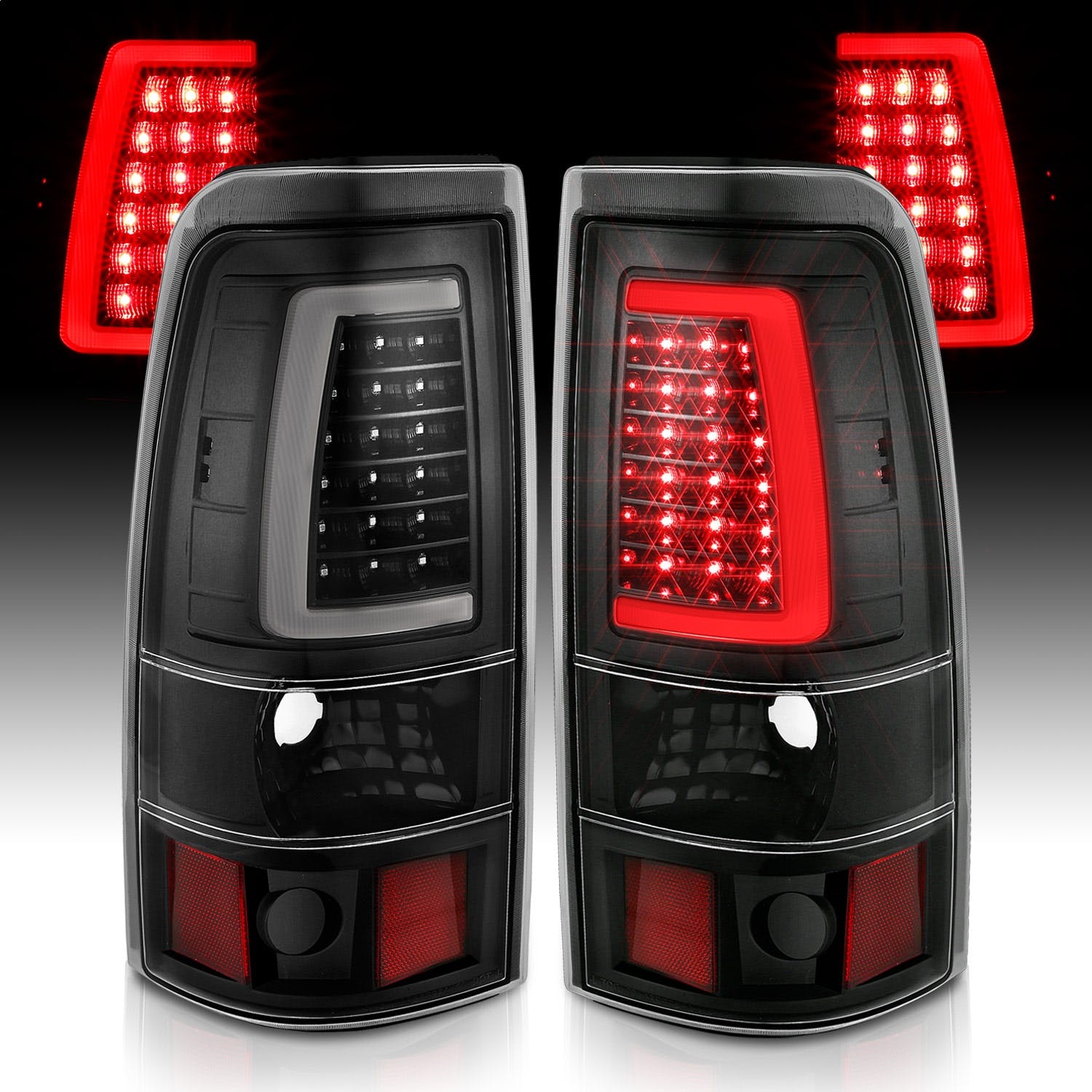 AnzoUSA 311330 LED Taillights Plank Style Black with Clear Lens