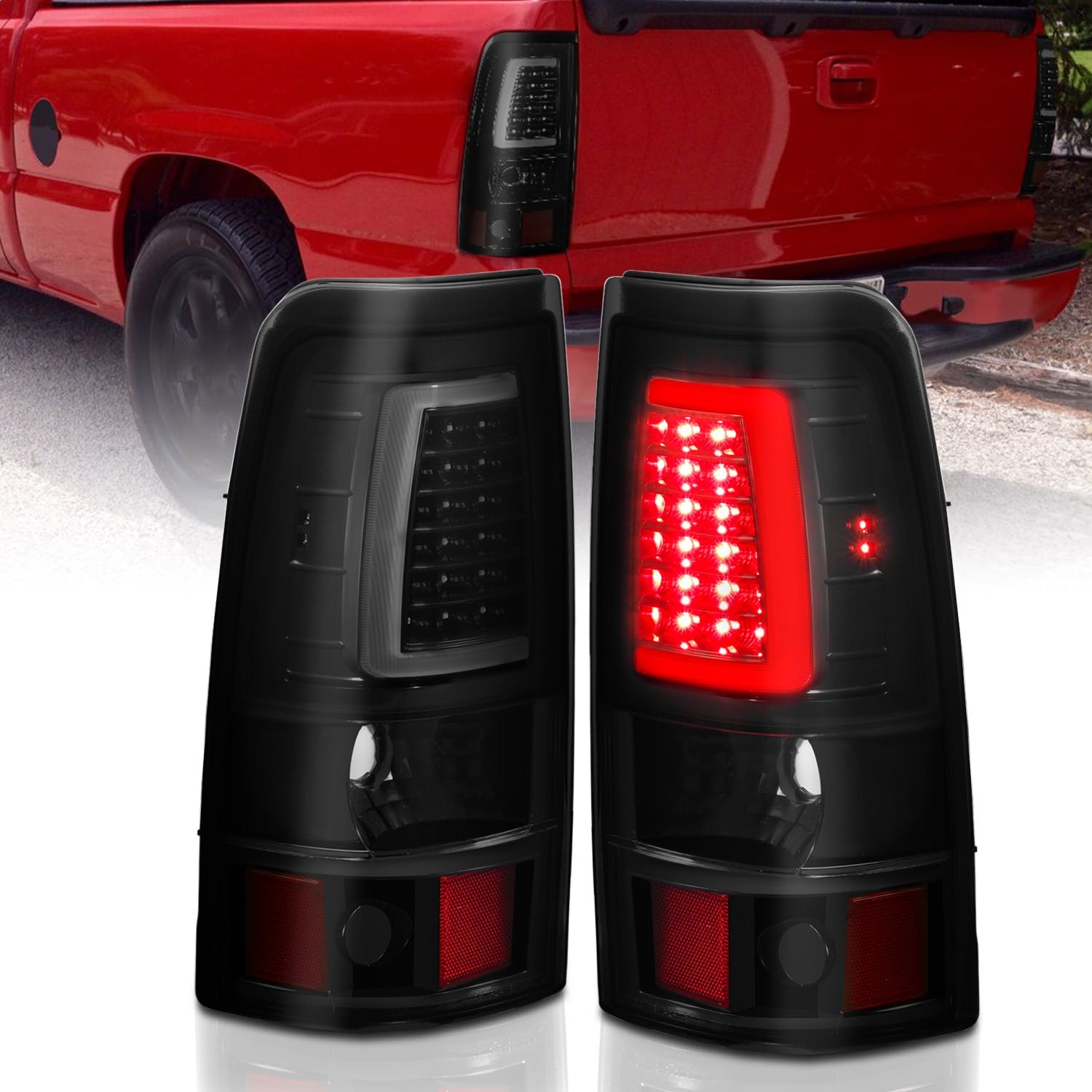 AnzoUSA 311331 LED Taillights Plank Style Black with Smoke Lens