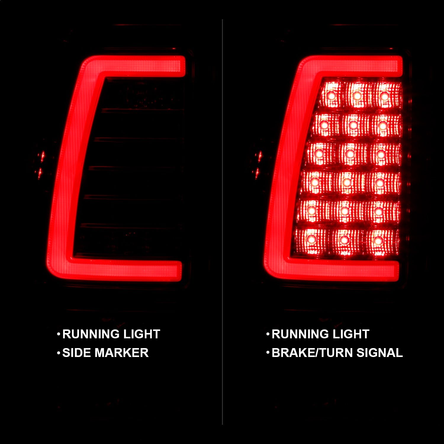 AnzoUSA 311332 LED Taillights Plank Style Chrome with Red/Clear Lens