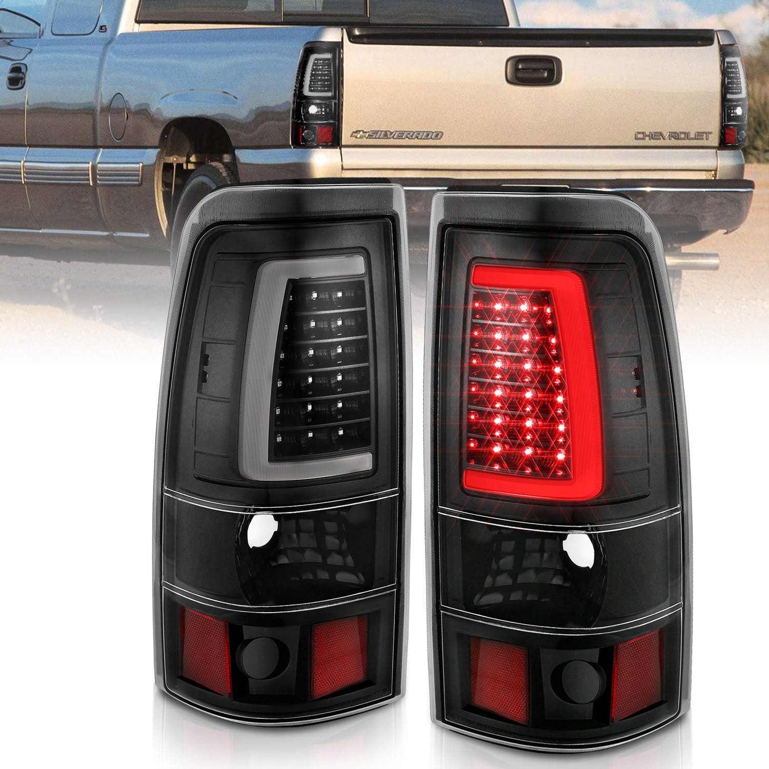 AnzoUSA 311333 LED Taillights Plank Style Black with Clear Lens