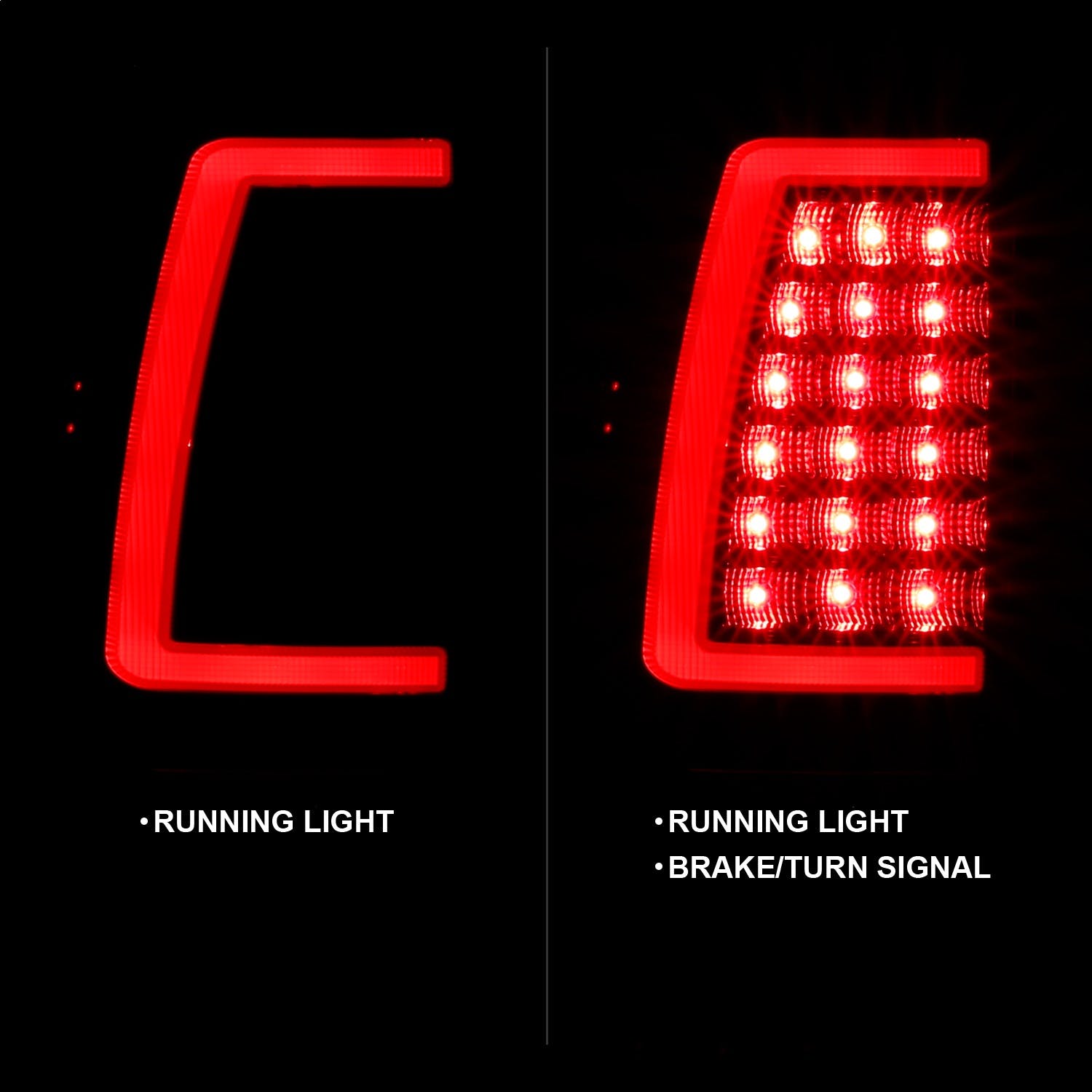 AnzoUSA 311333 LED Taillights Plank Style Black with Clear Lens