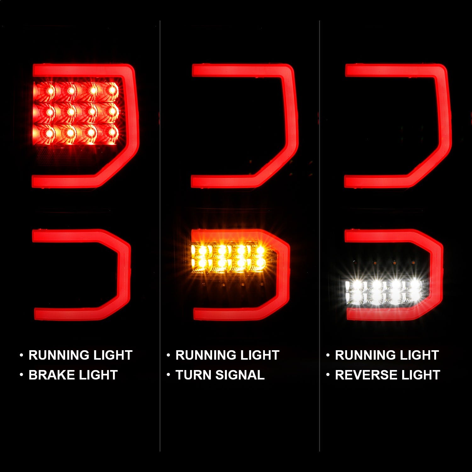 AnzoUSA 311336 LED Taillights Plank Style Black with Clear Lens