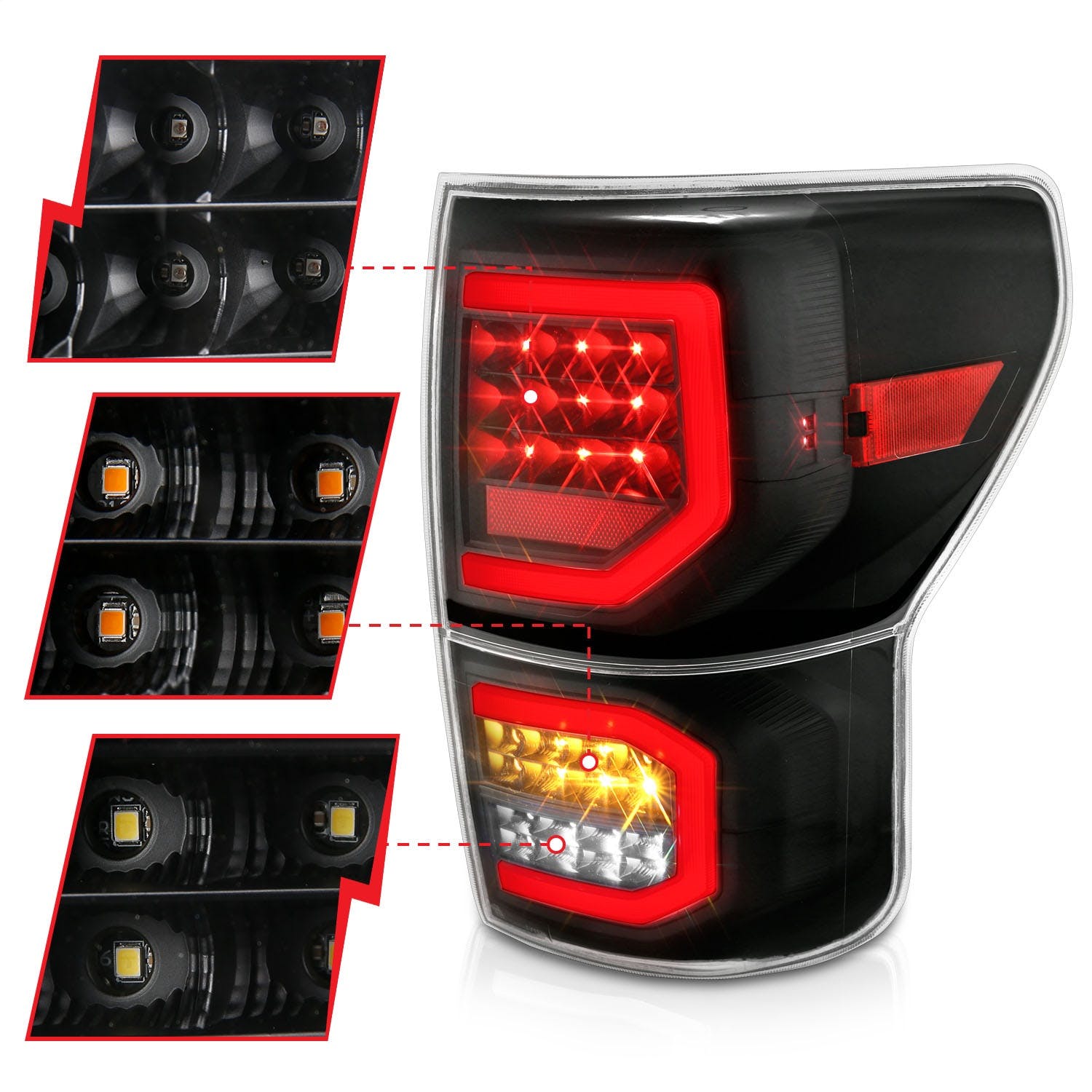 AnzoUSA 311336 LED Taillights Plank Style Black with Clear Lens
