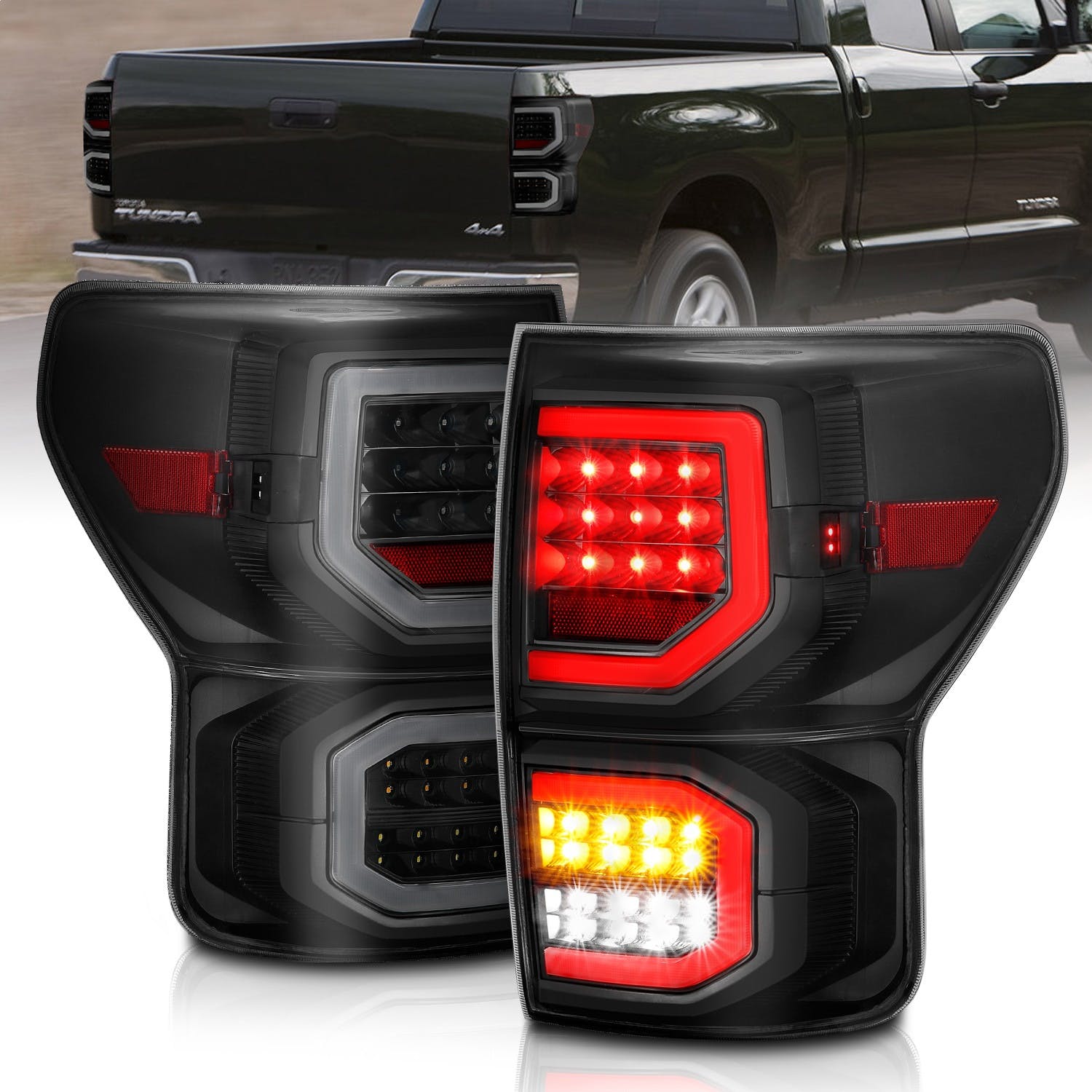 AnzoUSA 311337 LED Taillights Plank Style Black with Smoke Lens