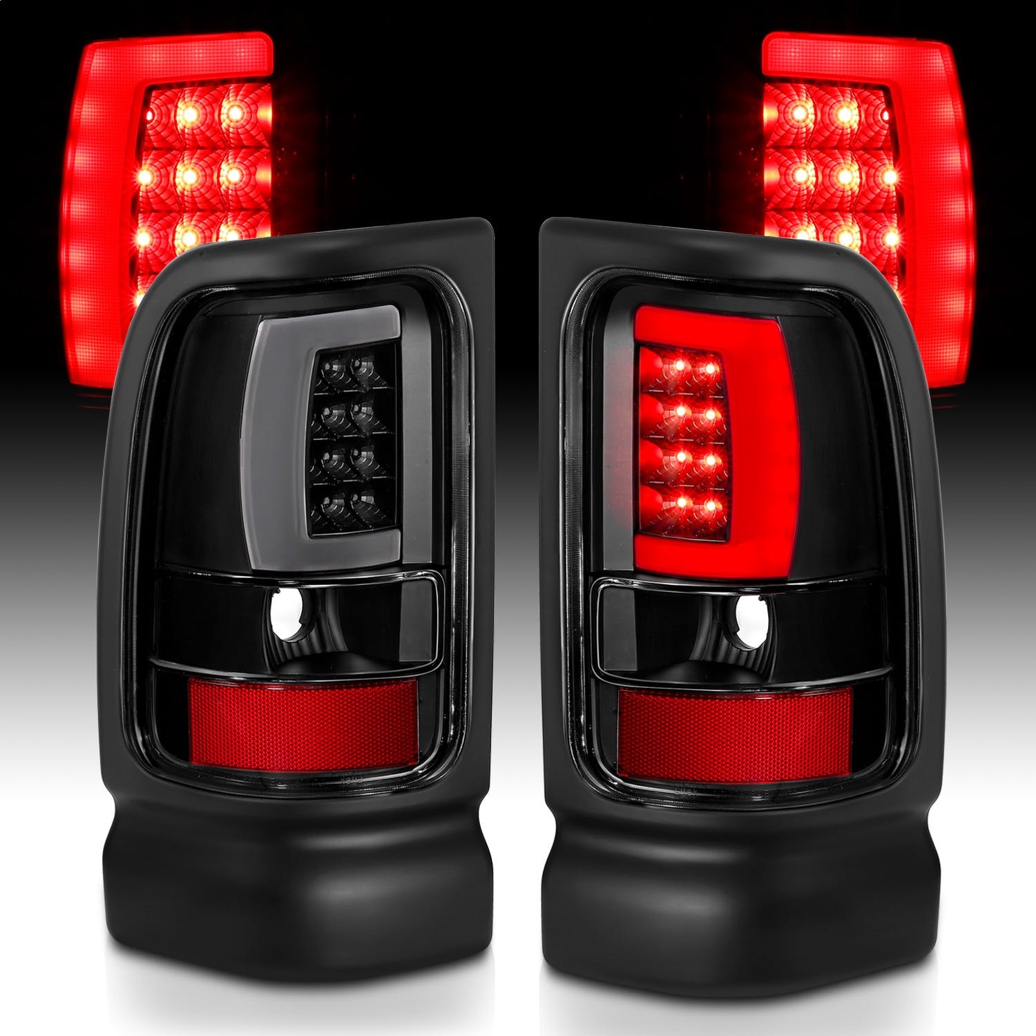 AnzoUSA 311339 LED Taillights Plank Style Black with Clear Lens