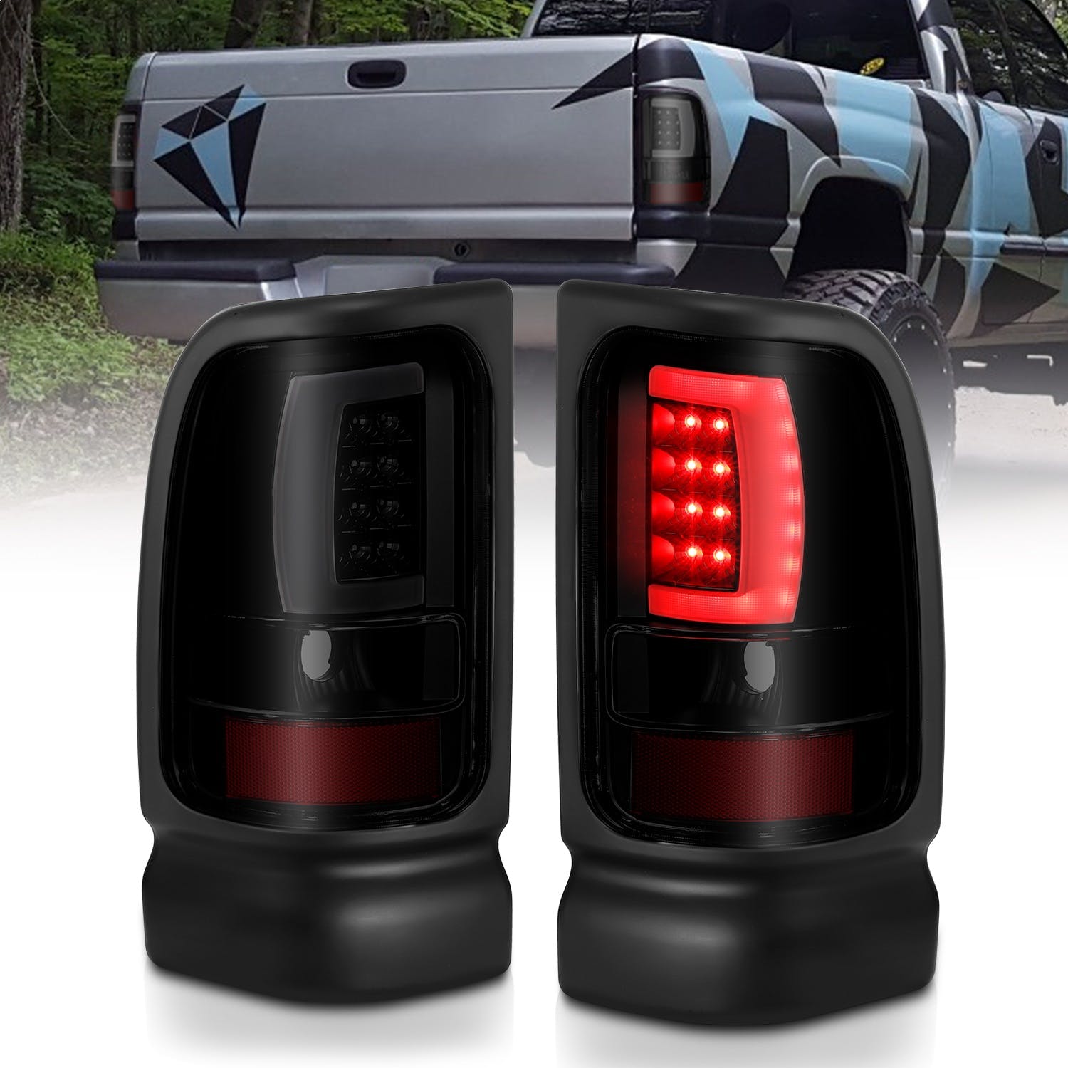 AnzoUSA 311340 LED Taillights Plank Style Black with Smoke Lens