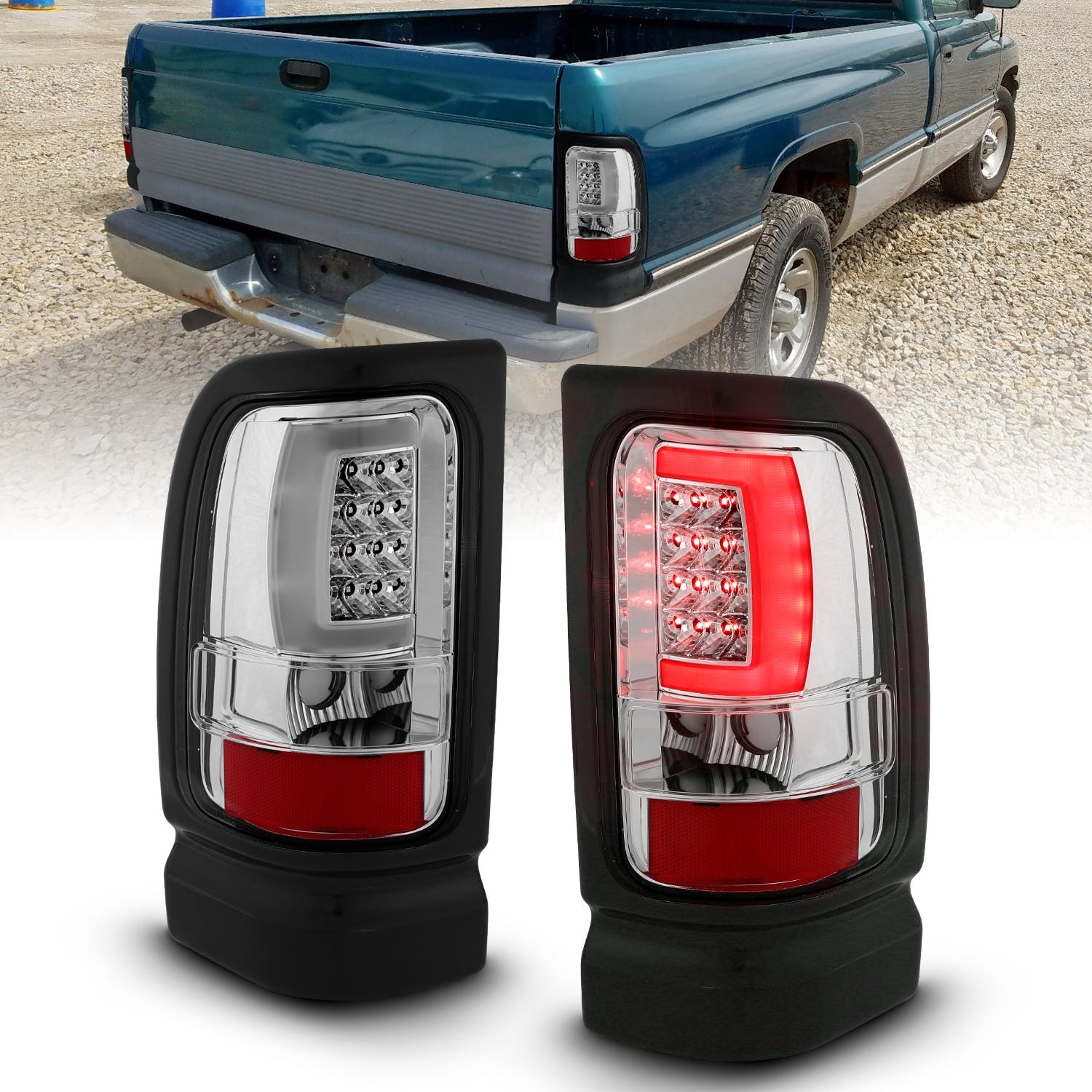 AnzoUSA 311341 LED Taillights Plank Style Chrome with Clear Lens