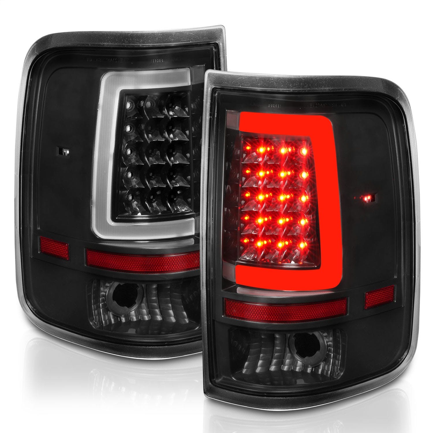 AnzoUSA 311342 LED Tail Lights with Light Bar Black Housing Clear Lens