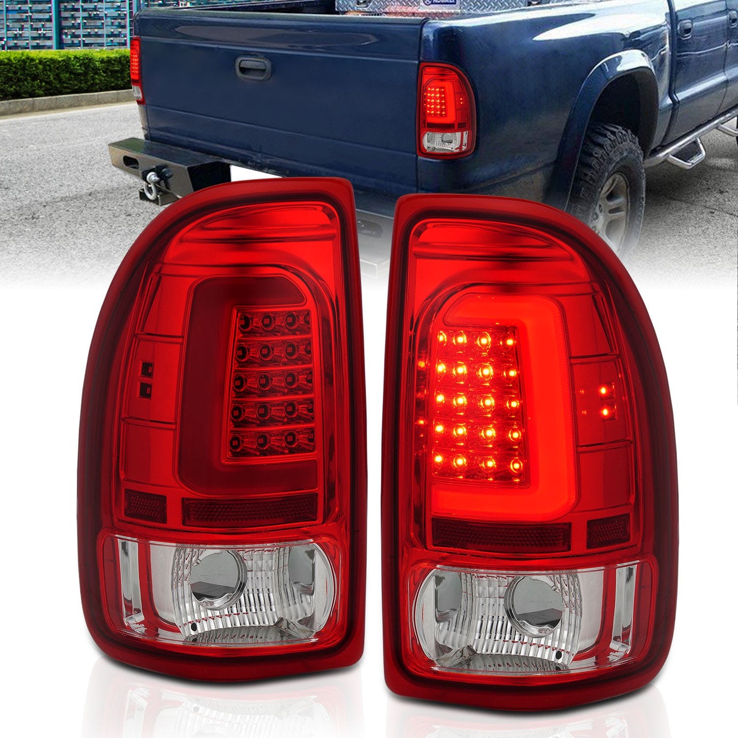 AnzoUSA 311349 LED Taillights Chrome Housing Red Lens