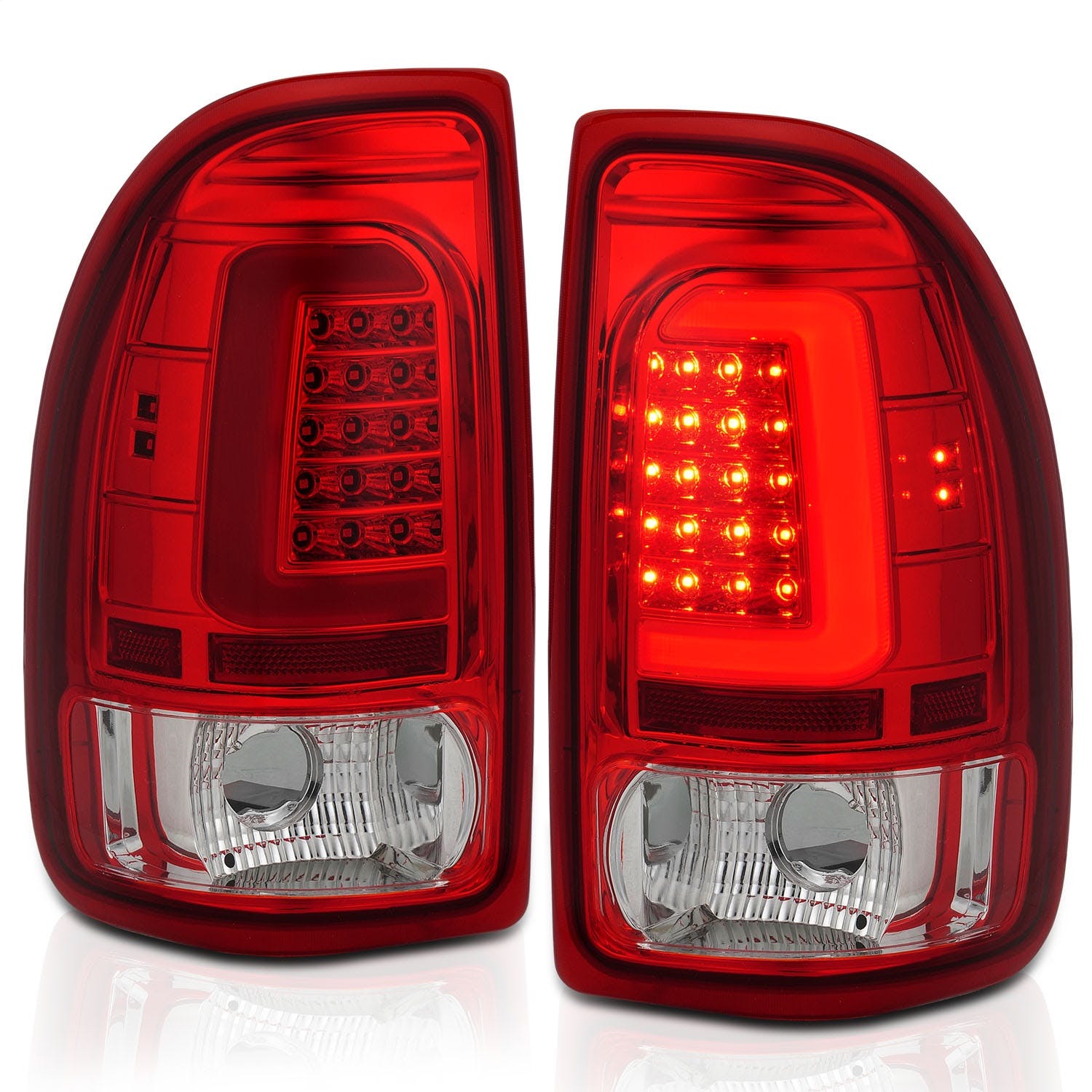 AnzoUSA 311349 LED Taillights Chrome Housing Red Lens