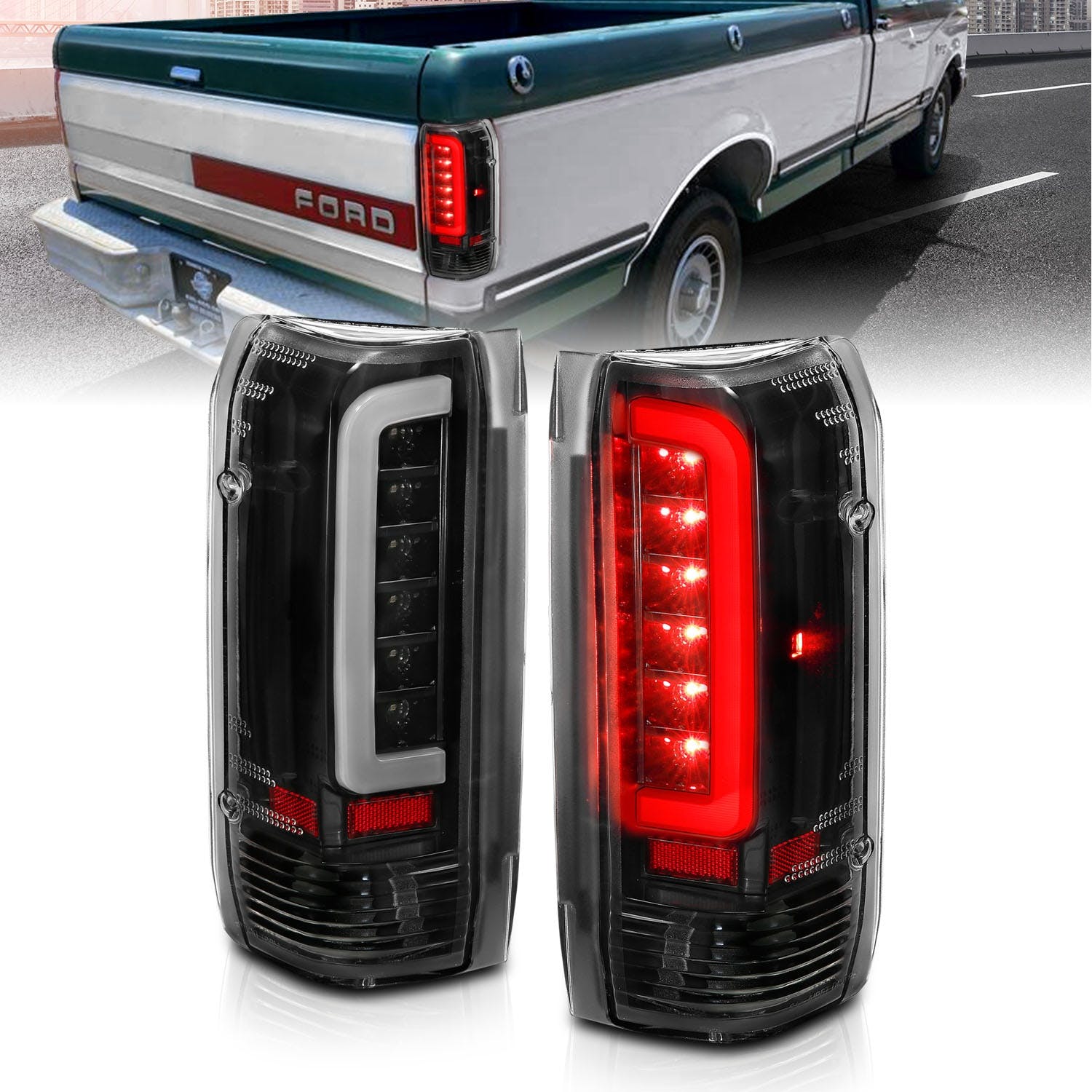 AnzoUSA 311350 LED Taillights Black Housing Clear Lens