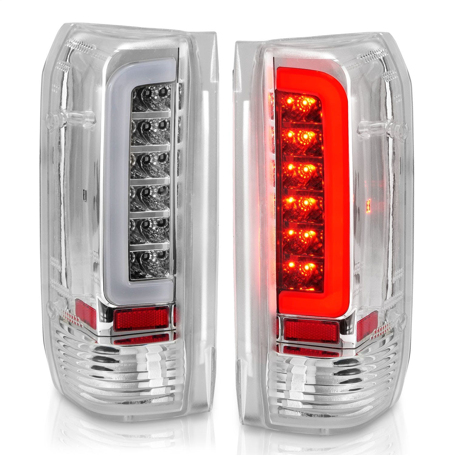 AnzoUSA 311352 LED Taillights Chrome Housing Clear Lens