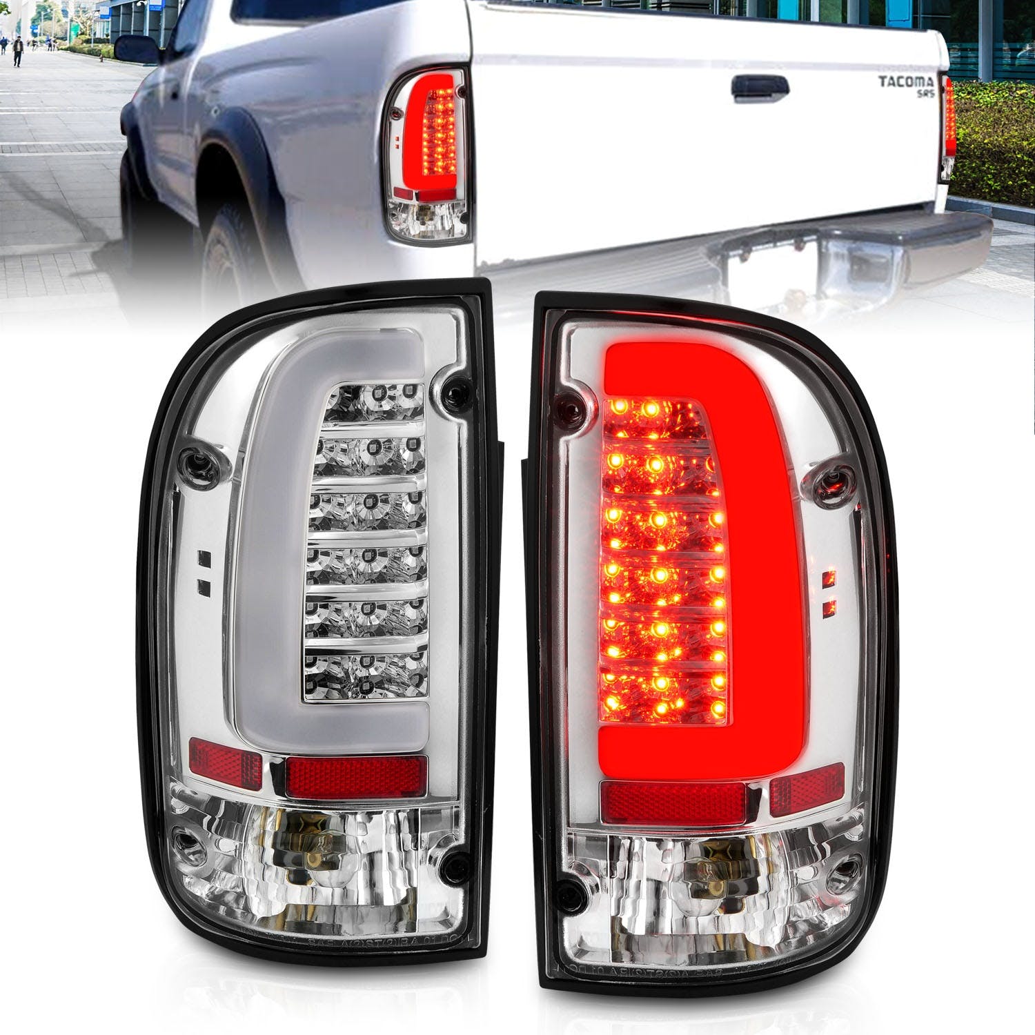 AnzoUSA 311355 LED Taillights Chrome Housing Clear Lens