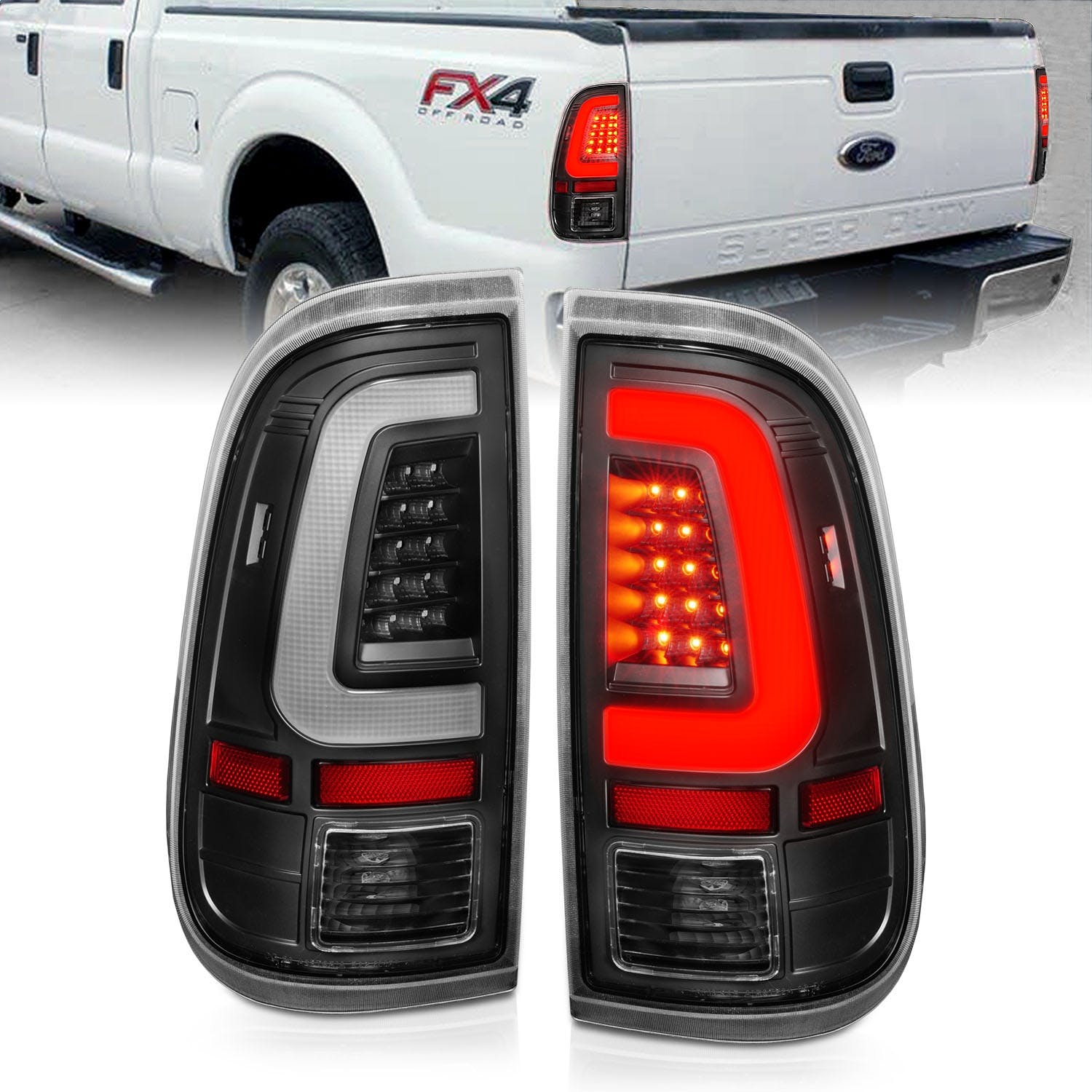 AnzoUSA 311356 LED Taillights Black Housing Clear Lens