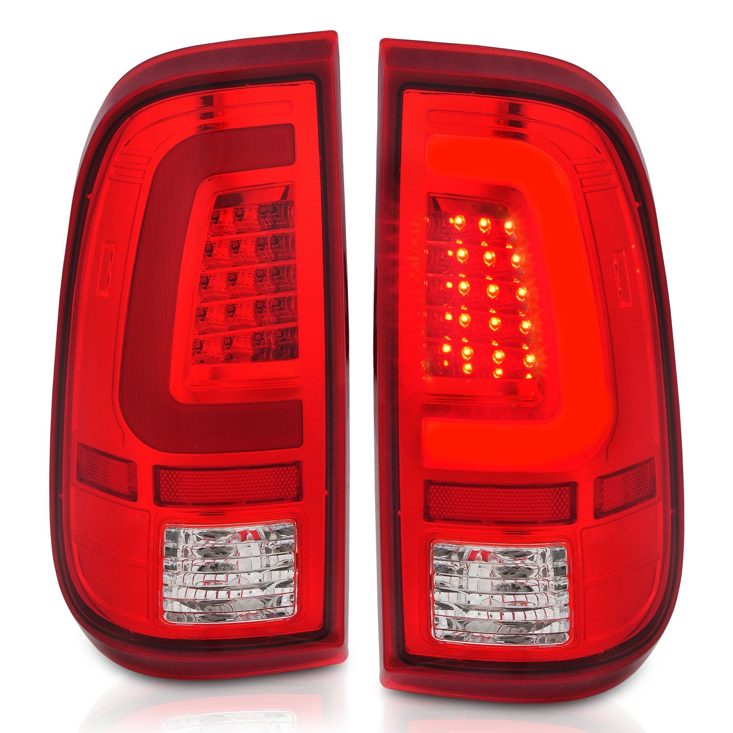 AnzoUSA 311358 LED Taillights Chrome Housing Red/Clear Lens