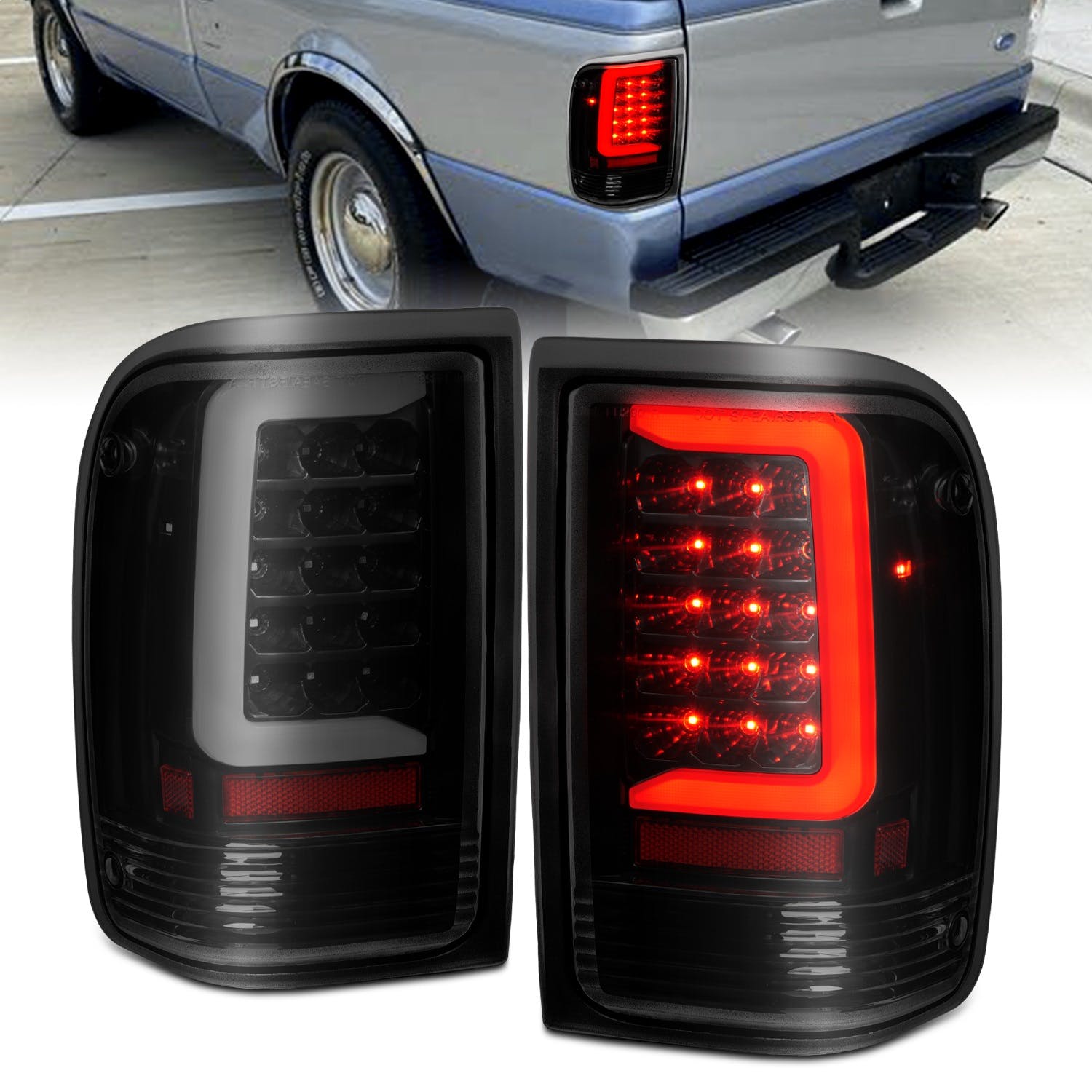 AnzoUSA 311360 LED Tail Light with Light Bar Black Housing Clear Lens