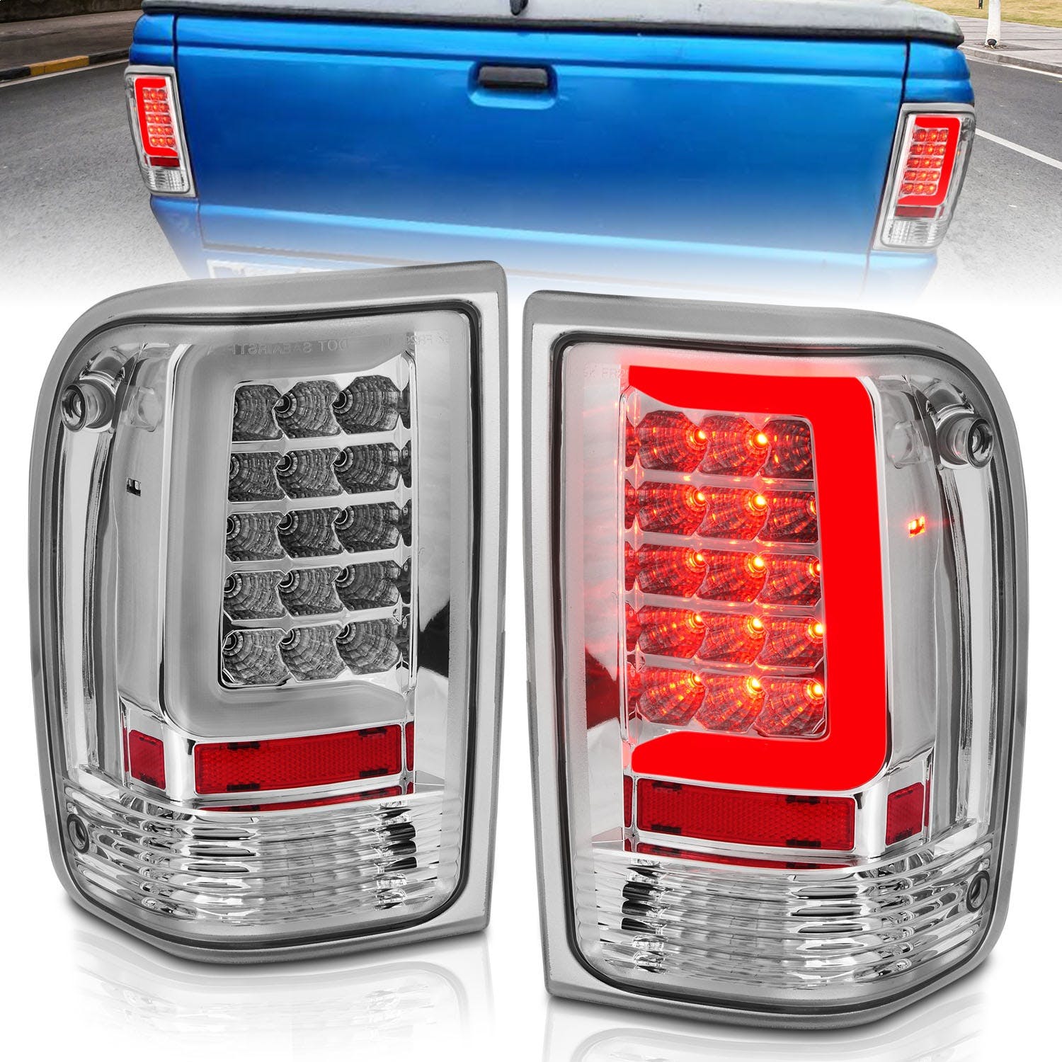 AnzoUSA 311361 LED Tail Light with Light Bar Black Housing Clear Lens