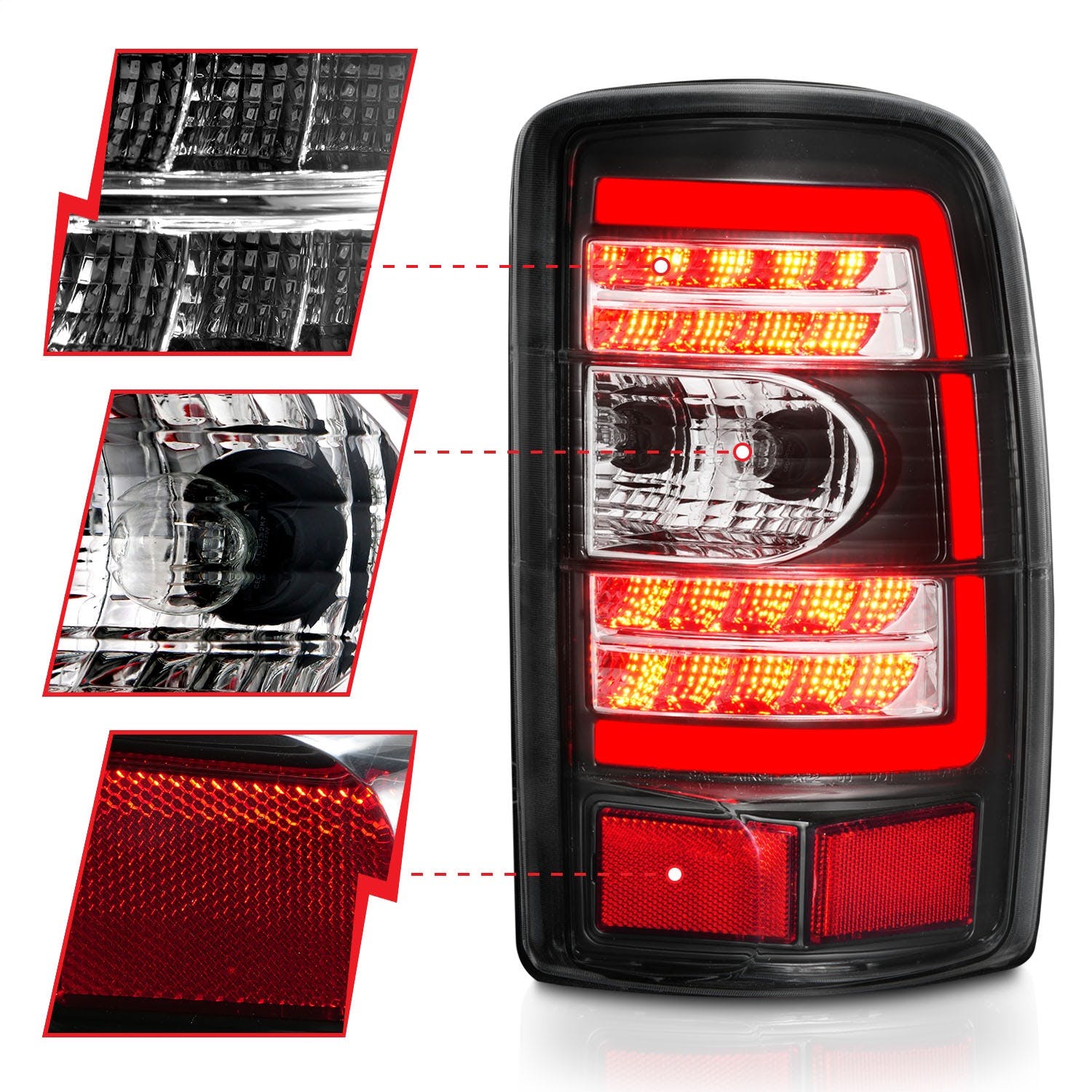 AnzoUSA 311362 LED Tail Light with Clear Lens Black Housing