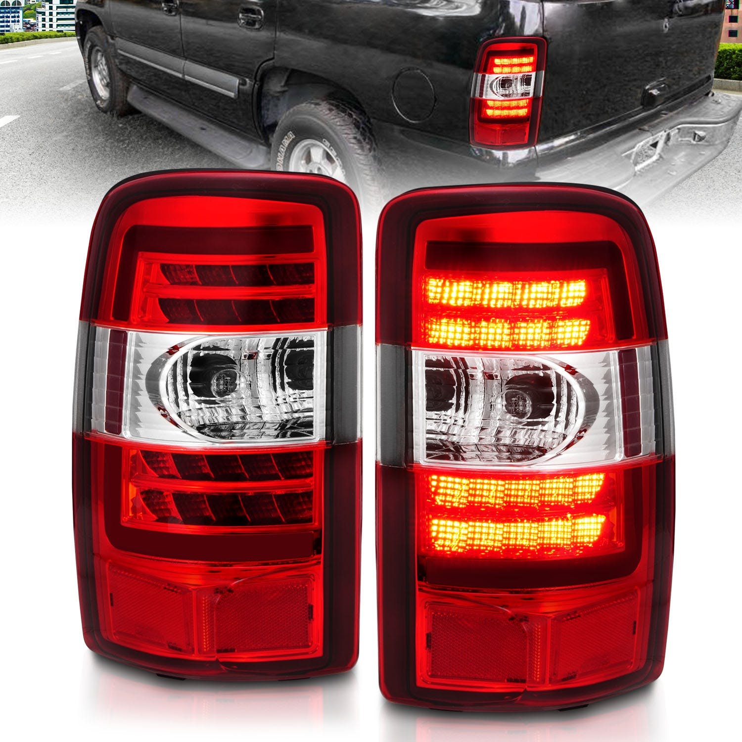 AnzoUSA 311364 LED Tail Light with Red Lens Chrome Housing