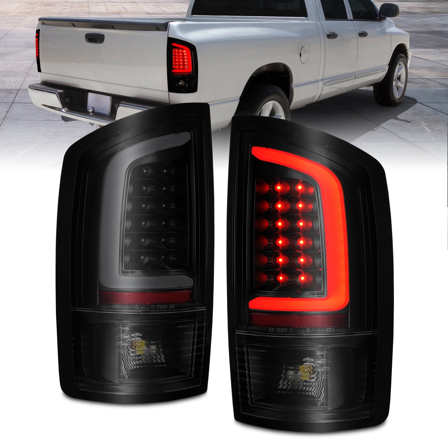 AnzoUSA 311369 LED Tail Lights with Light Bar Black Housing Smoke Lens
