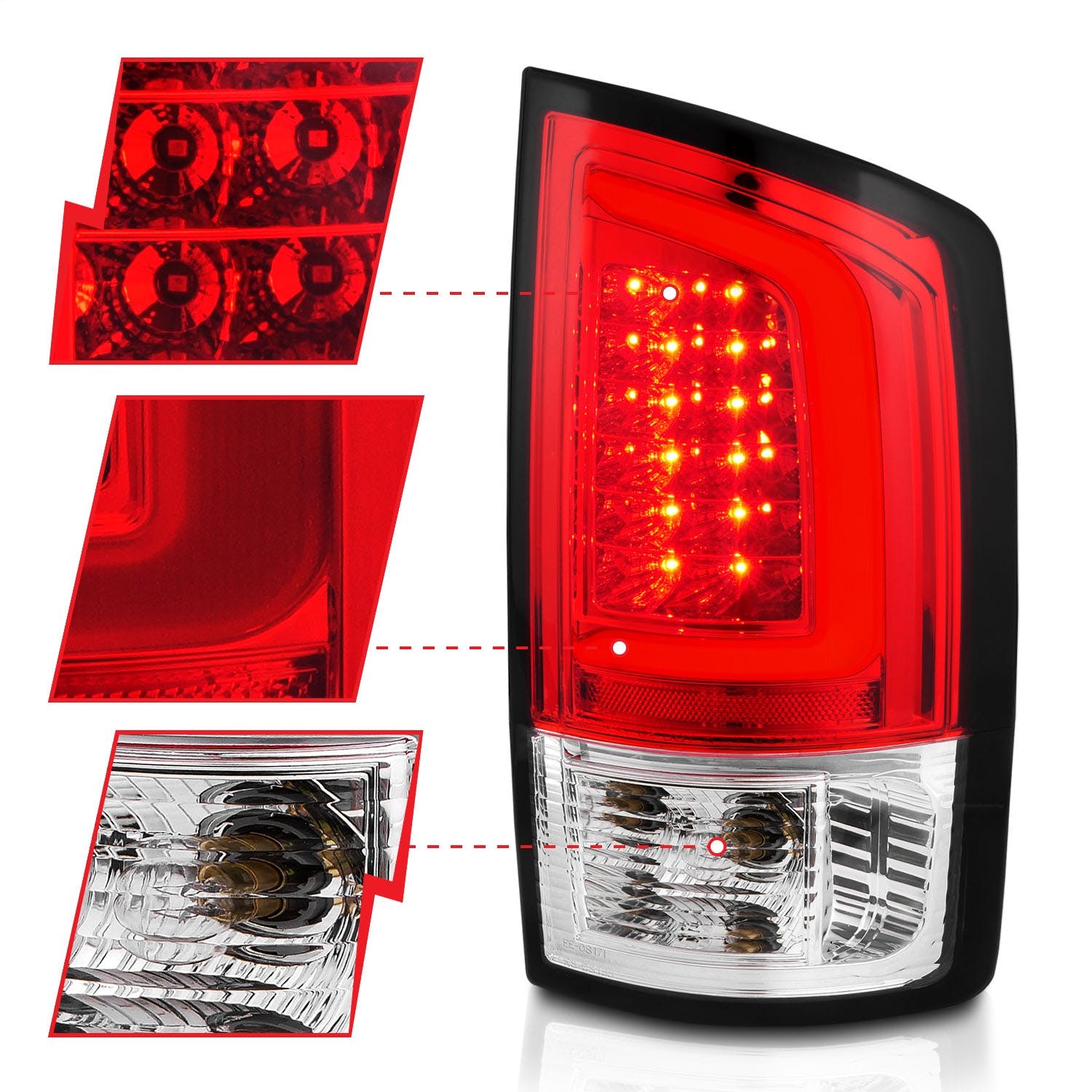 AnzoUSA 311370 LED Tail Lights with Light Red/Clear Lens