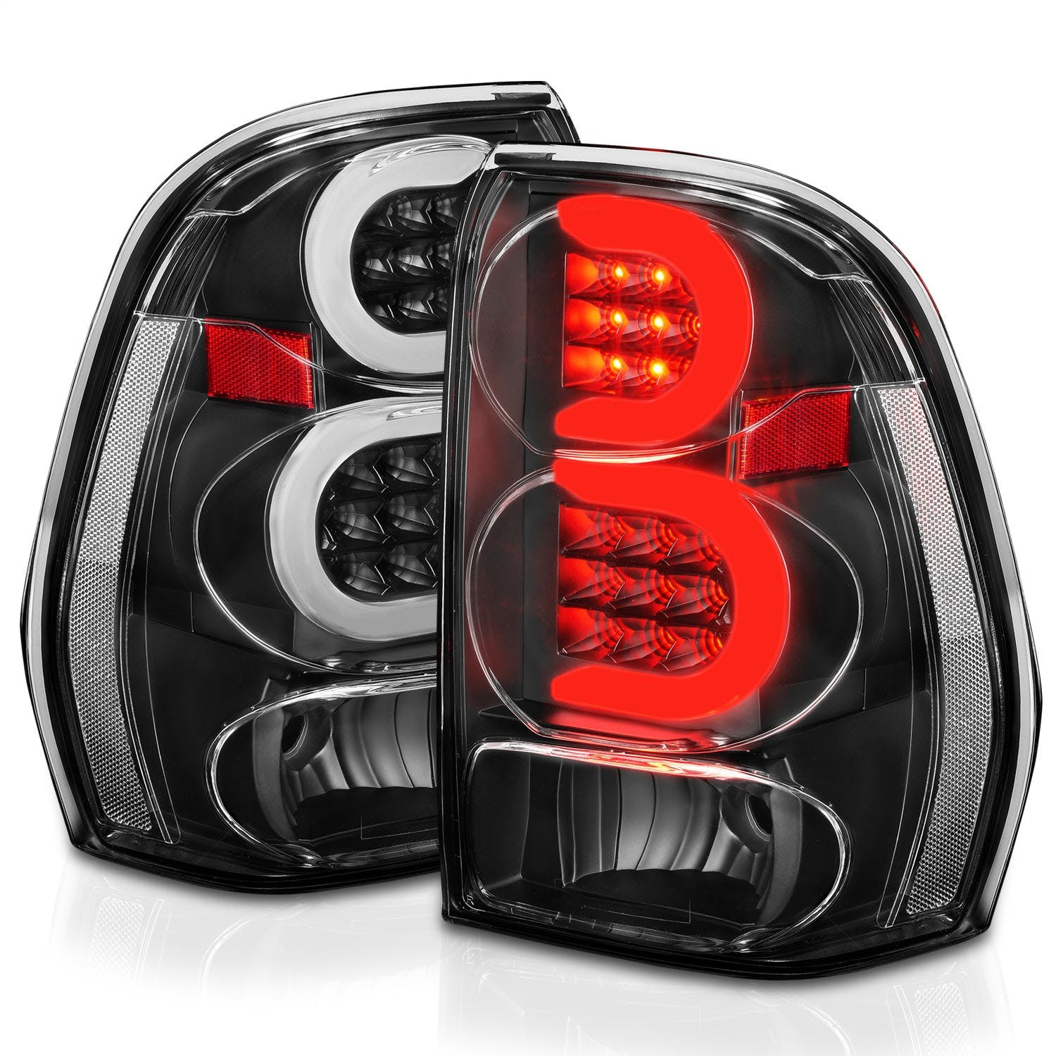 AnzoUSA 311371 LED Tail Lights with Light Bar Black Housing Clear Lens