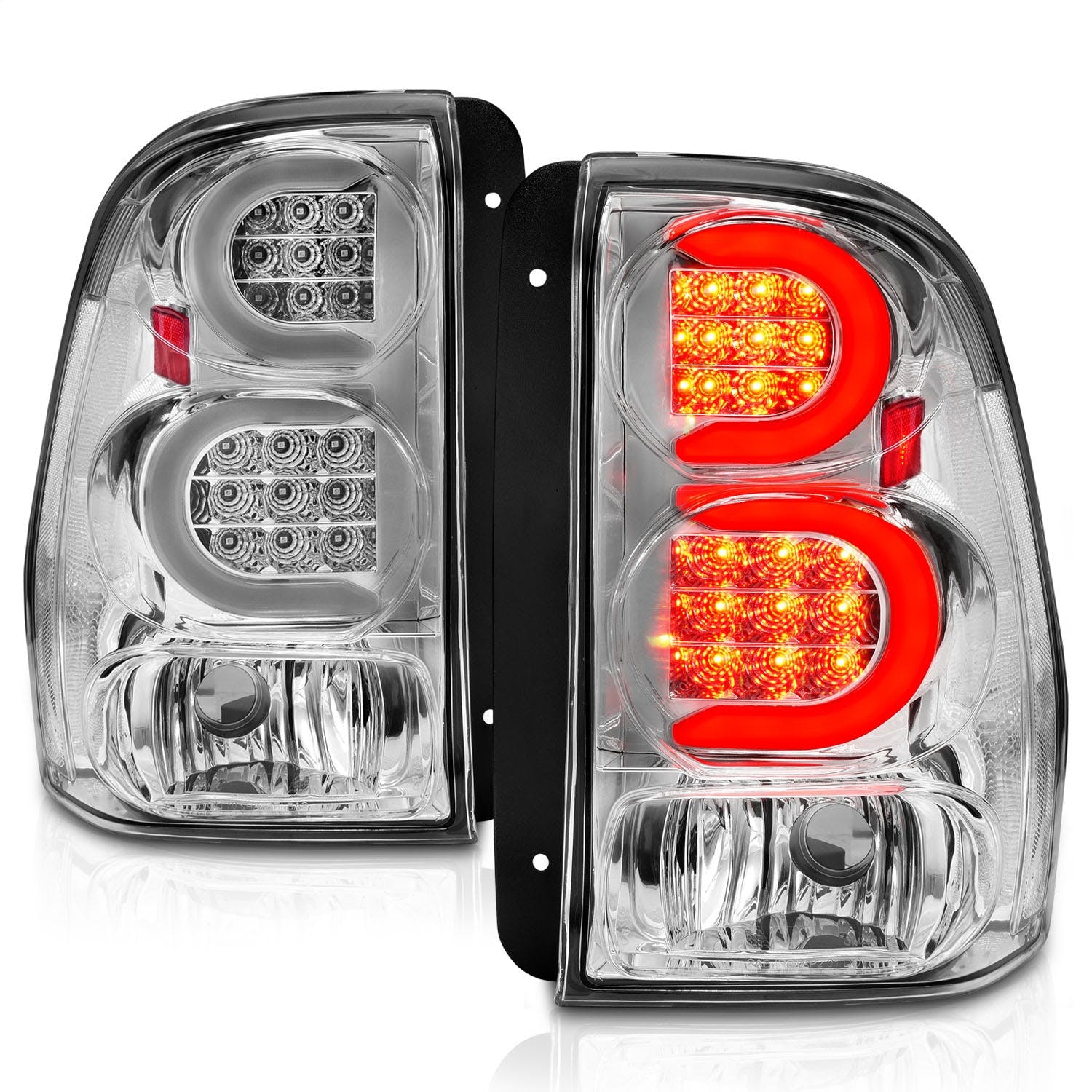 AnzoUSA 311373 LED Tail Lights with Light Bar Chrome Housing Clear Lens