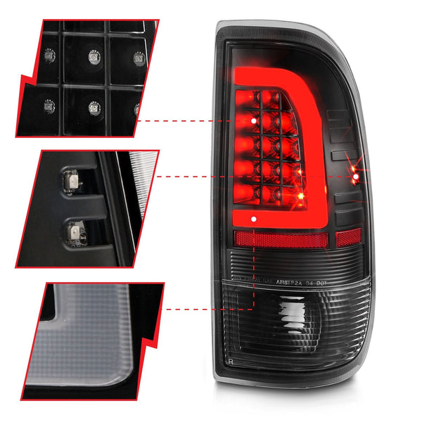 AnzoUSA 311377 LED Tail Lights with Light Bar Black Housing Clear Lens
