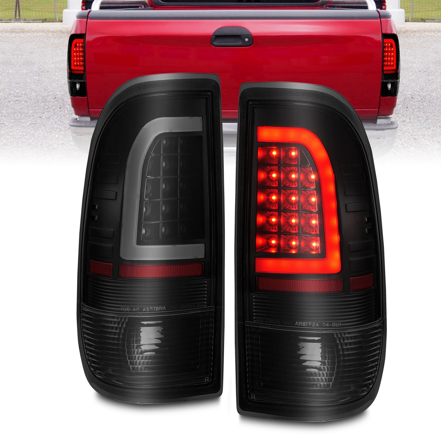 AnzoUSA 311378 LED Tail Lights with Light Bar Black Housing Smoke Lens
