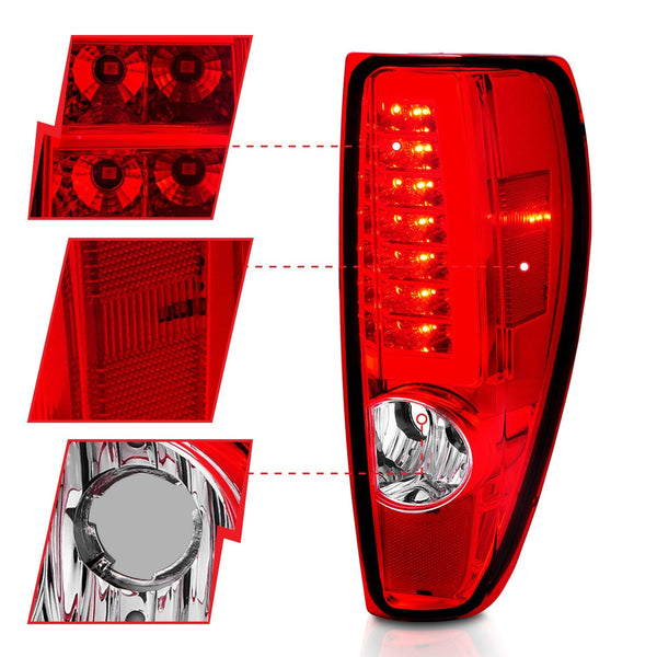 AnzoUSA 311384 LED Tail Lights with Light Bar Chrome Housing Red/Clear Lens