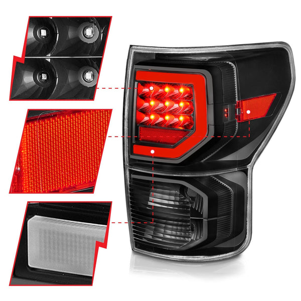 AnzoUSA 311386 Full LED Tail Lights with Light Bars Black Housing Clear Lens