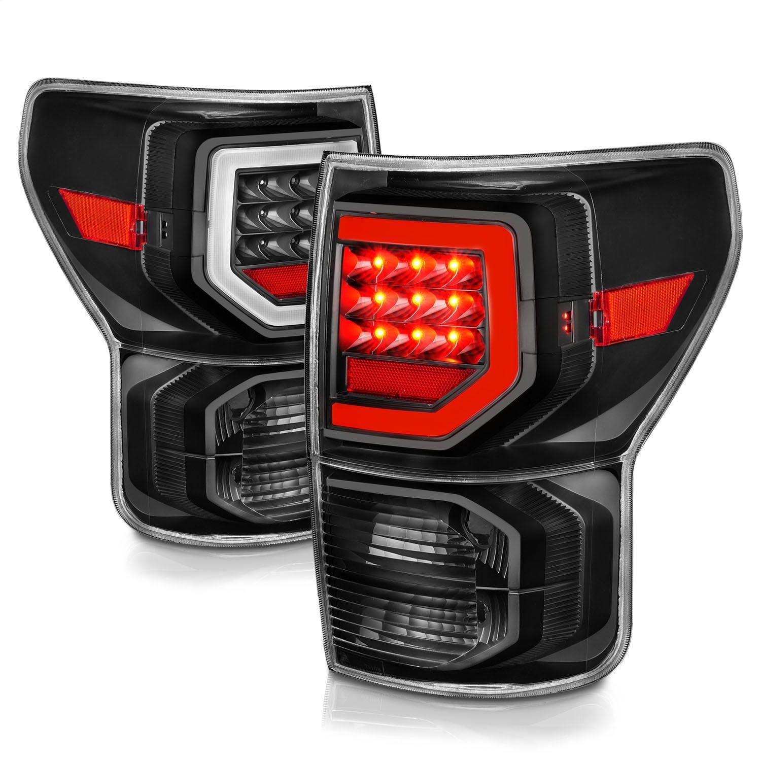 AnzoUSA 311386 Full LED Tail Lights with Light Bars Black Housing Clear Lens