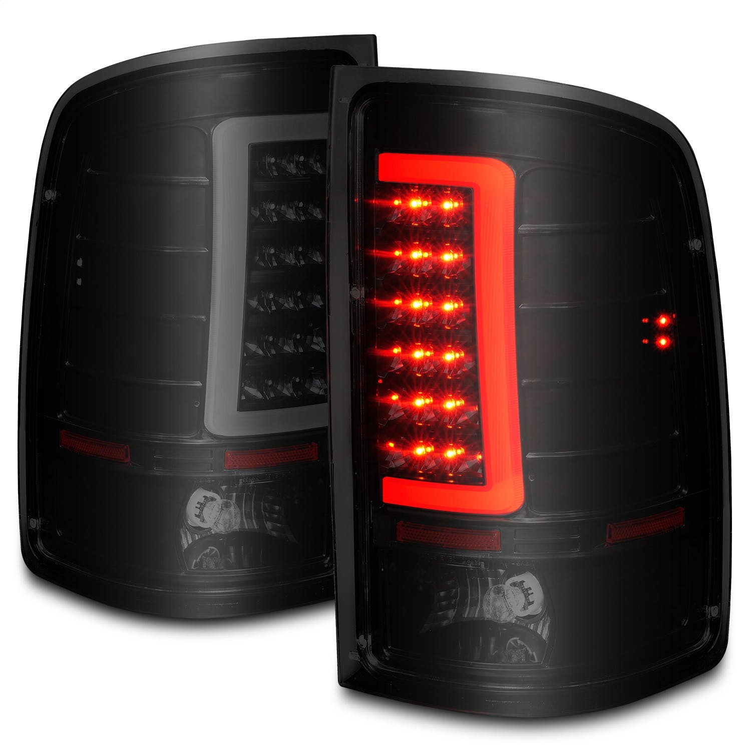 AnzoUSA 311389 LED Tail Lights with Light Bar Black Housing Smoke Lens