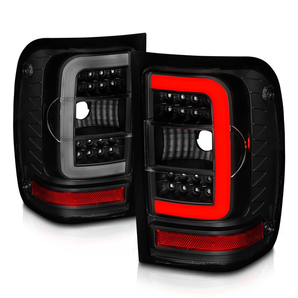 AnzoUSA 311391 LED Tail Lights with Light Bar Black Housing Smoke Lens