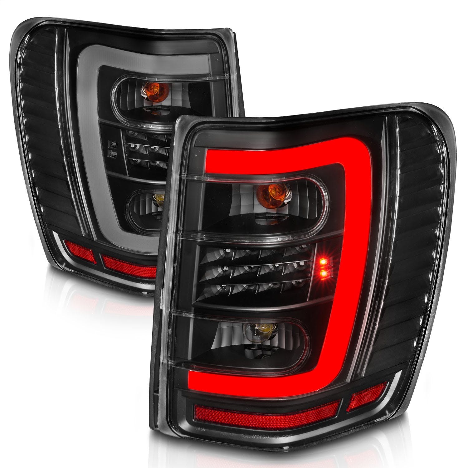 AnzoUSA 311394 LED Tail Lights with Light Bar Black Housing Clear Lens