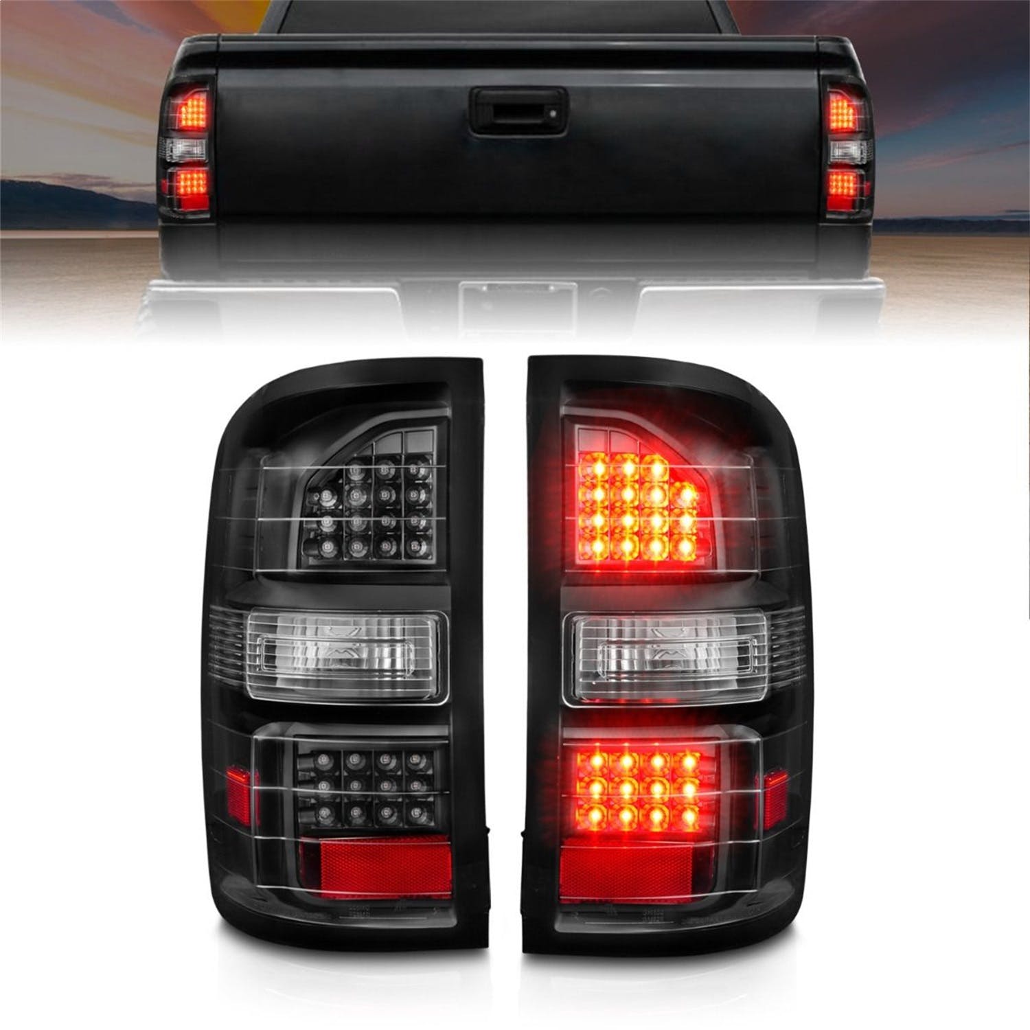 AnzoUSA 311397 LED Tail Lights Black Housing Clear Lens