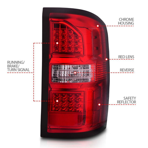 AnzoUSA 311399 LED Tail Lights Black Housing Red/Clear Lens