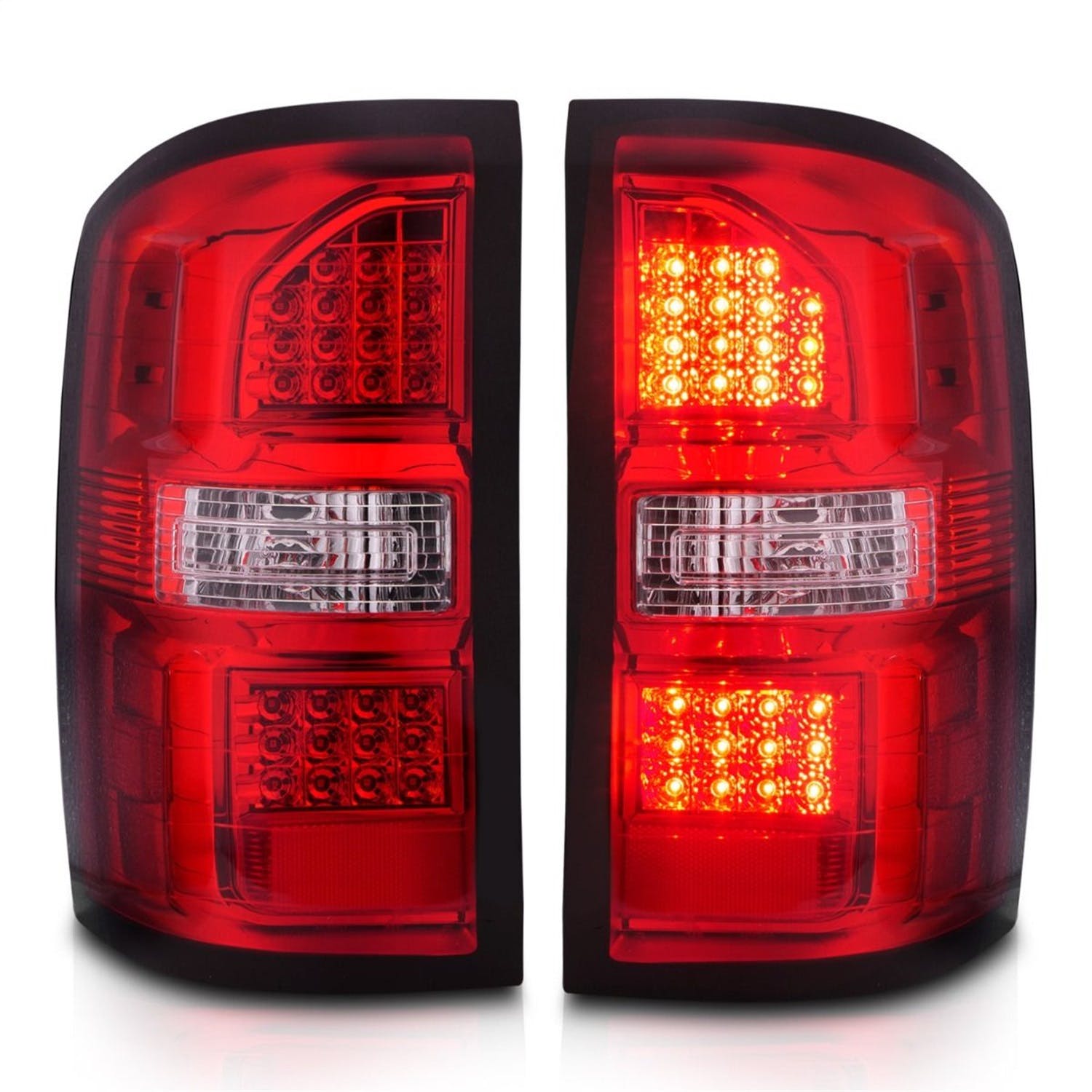 AnzoUSA 311399 LED Tail Lights Black Housing Red/Clear Lens