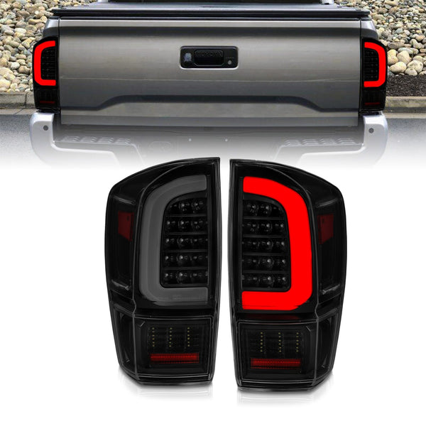 AnzoUSA 311401 LED Tail Lights with Light Bar Sequential Black Housing Smoke Lens