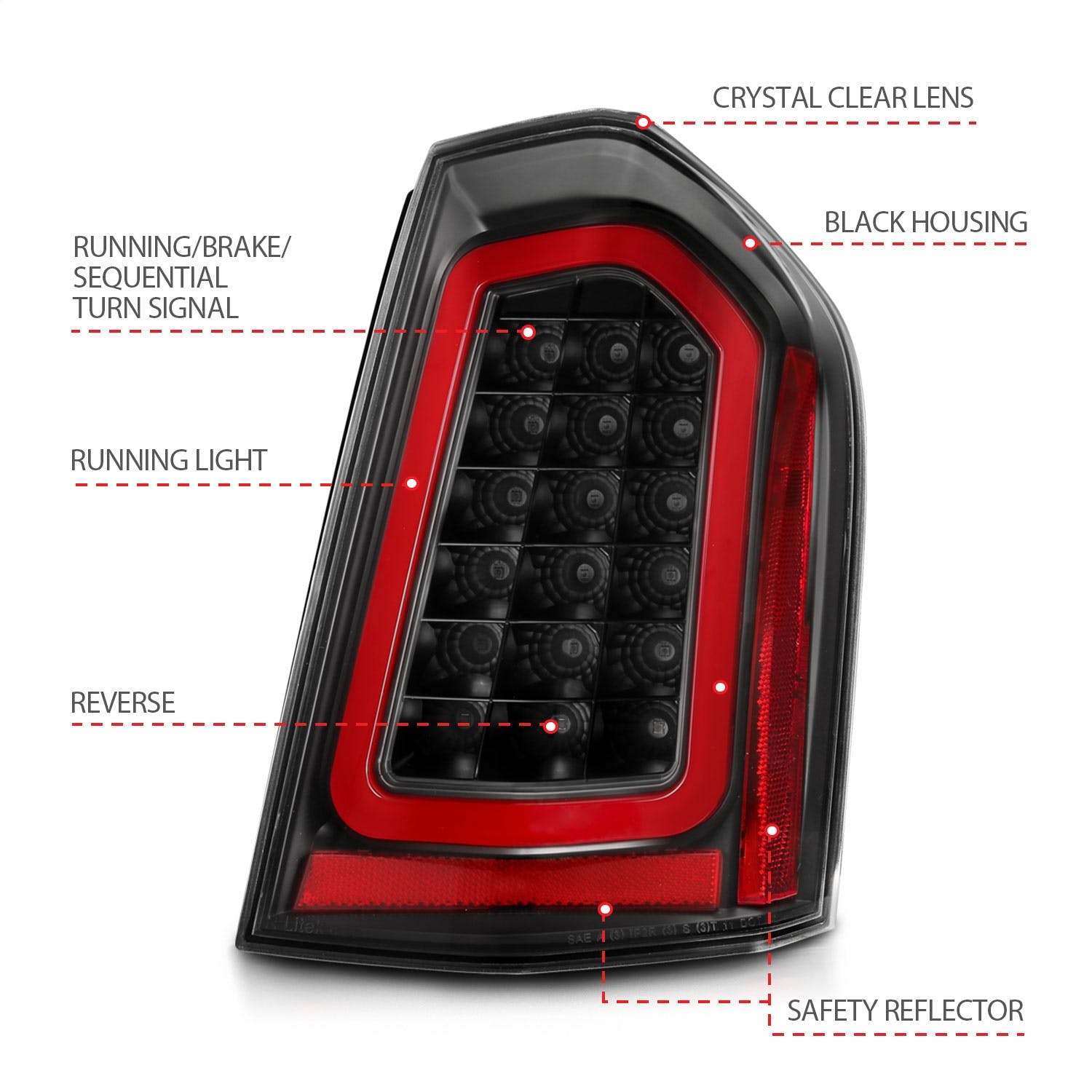 AnzoUSA 321343 LED Taillights Black with Sequential