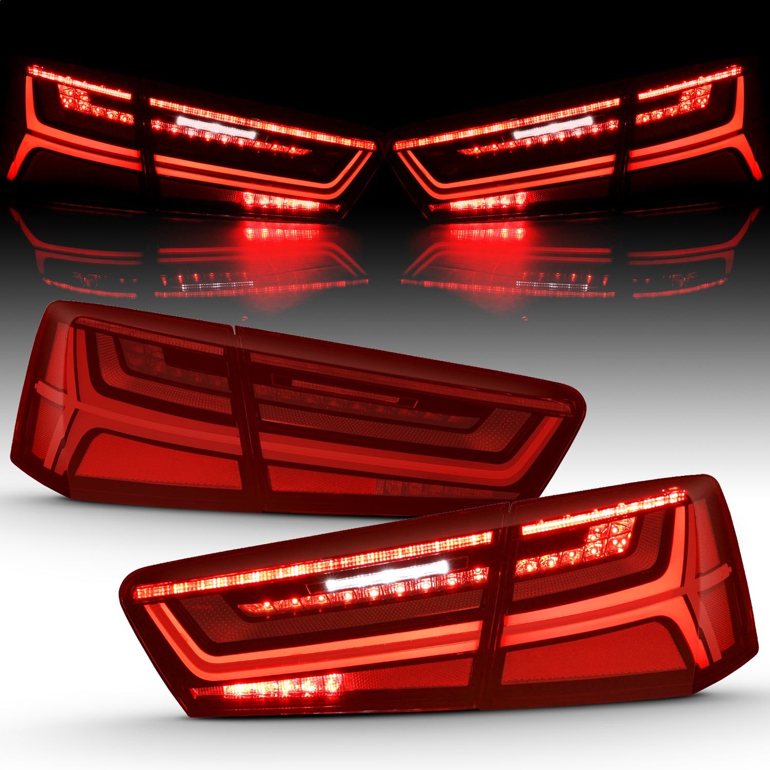 AnzoUSA 321353 LED Taillight Black Housing Red/Clear Lens 4 Pcs (Sequential Signal)