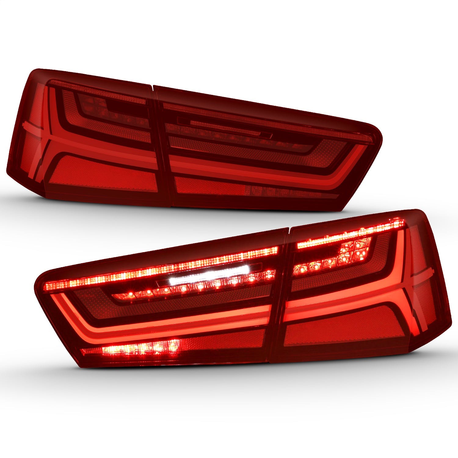 AnzoUSA 321353 LED Taillight Black Housing Red/Clear Lens 4 Pcs (Sequential Signal)
