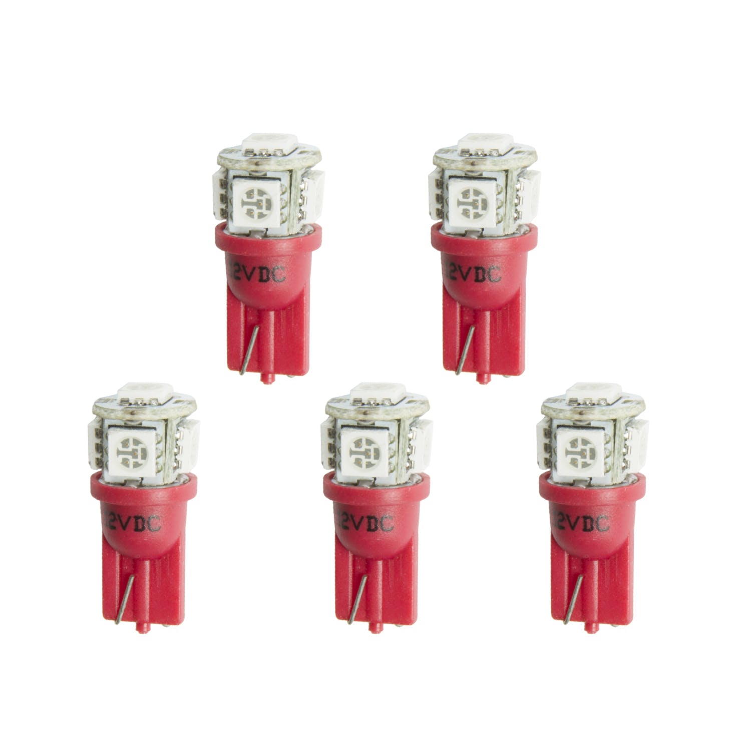 AutoMeter Products 3284-K LED Bulb; Replacement; T3 Wedge; Red; 5 Pack