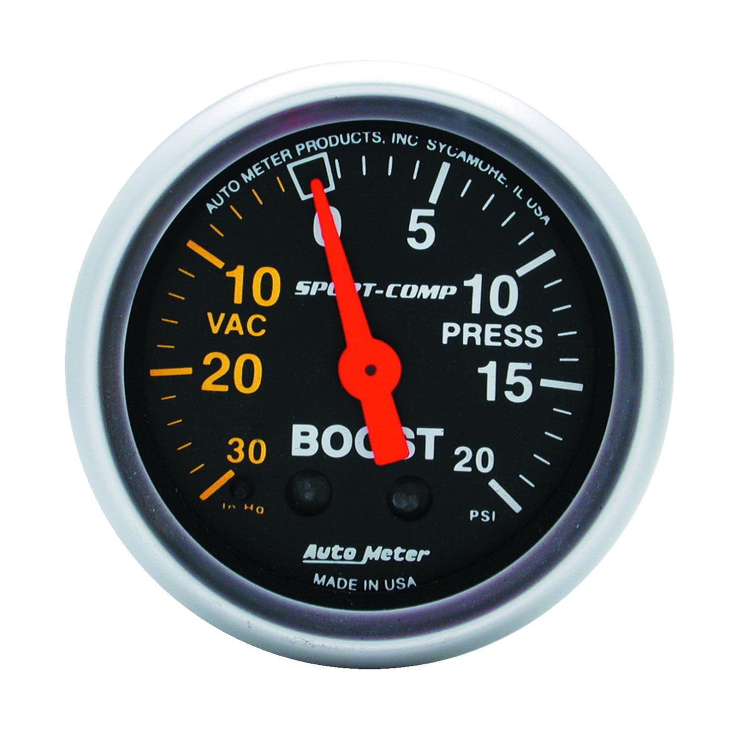 AutoMeter Products 3301 Gauge; Vac/Boost; 2 1/16in.; 30inHg-20psi; Mechanical; Sport-Comp