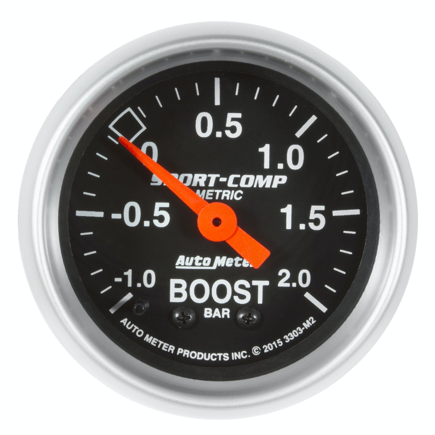 AutoMeter Products 3303-M2 Vac/Boost Gauge, 2 1/16, -1 - +2 Bar, Mechanical Sport Comp