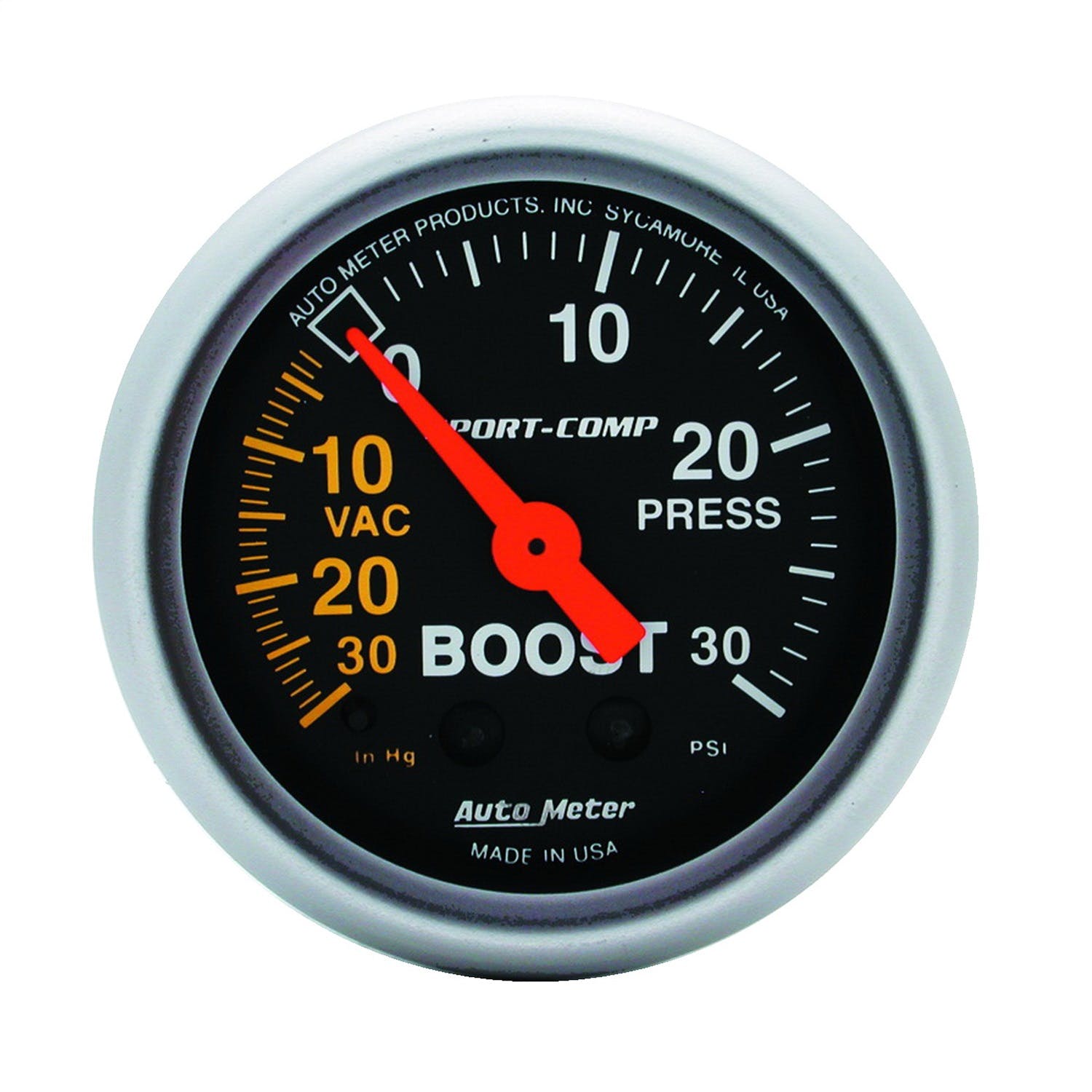 AutoMeter Products 3303 GAUGE; VAC/BOOST; 2 1/16in.; 30INHG-30PSI; MECHANICAL; SPORT-COMP