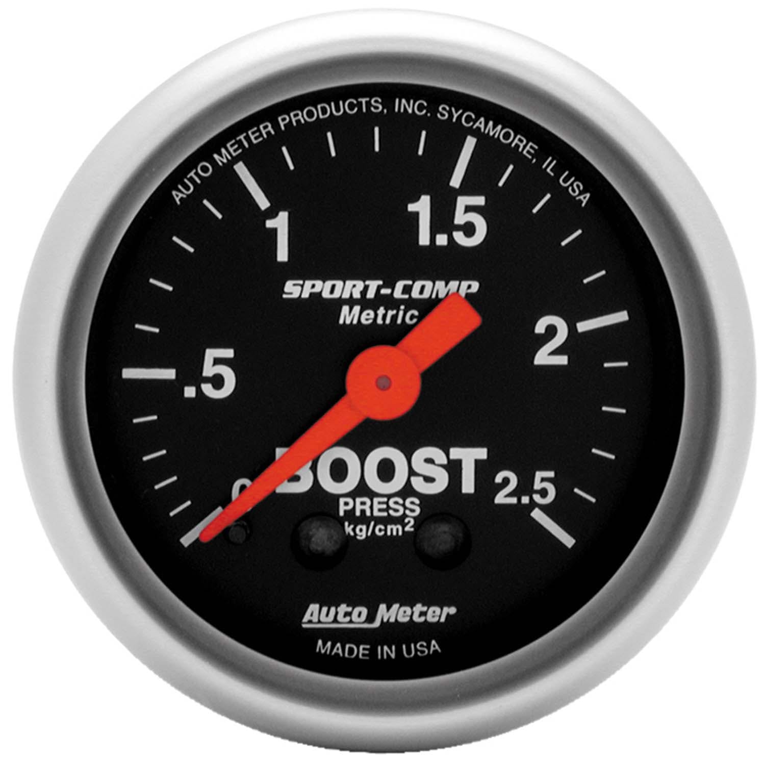 AutoMeter Products 3304-J Gauge; Boost; 2 1/16in.; 2.5kg/cm2; Mechanical; Sport-Comp