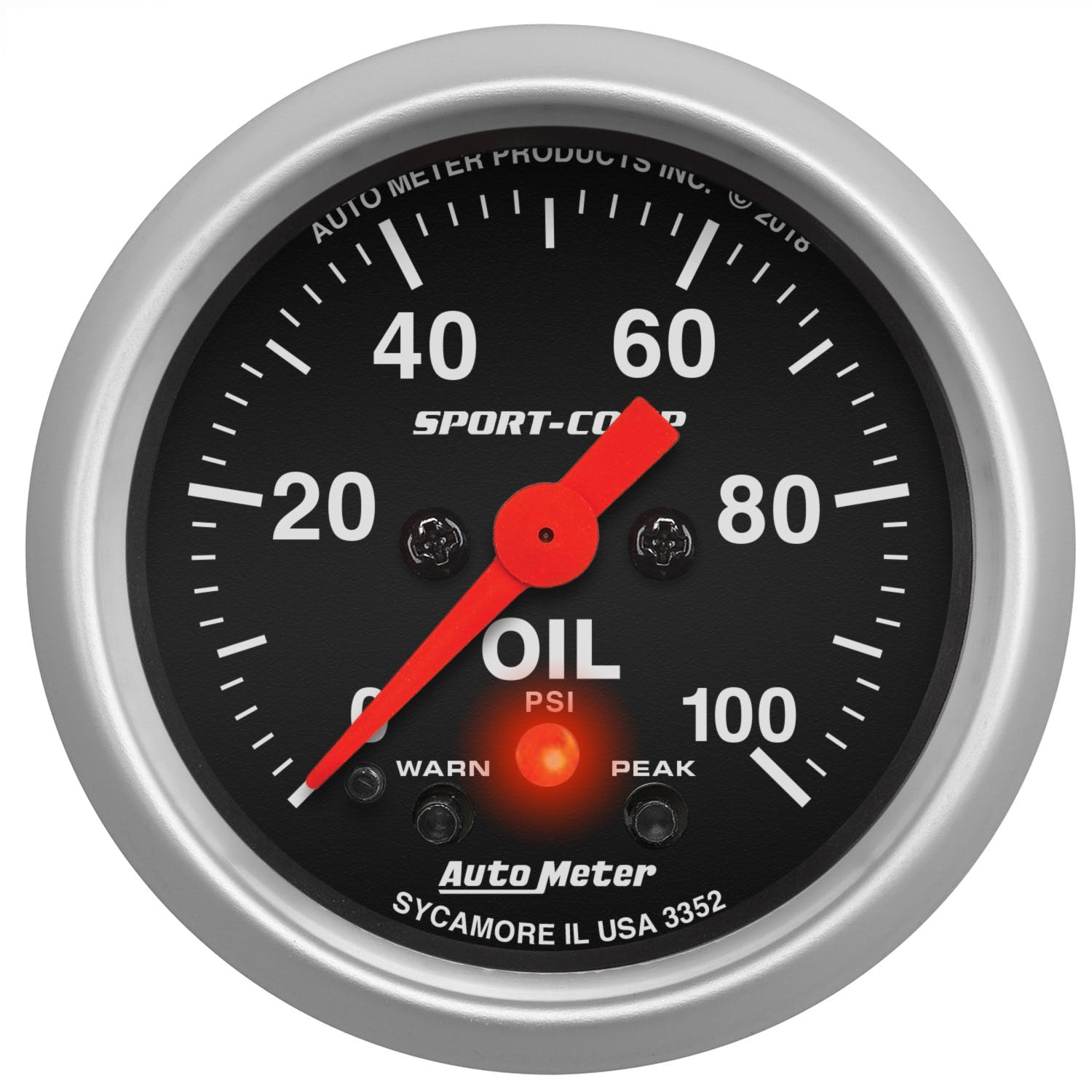 AutoMeter Products 3352 Oil Pressure Gauge, 2 1/16, 100psi Sport Comp